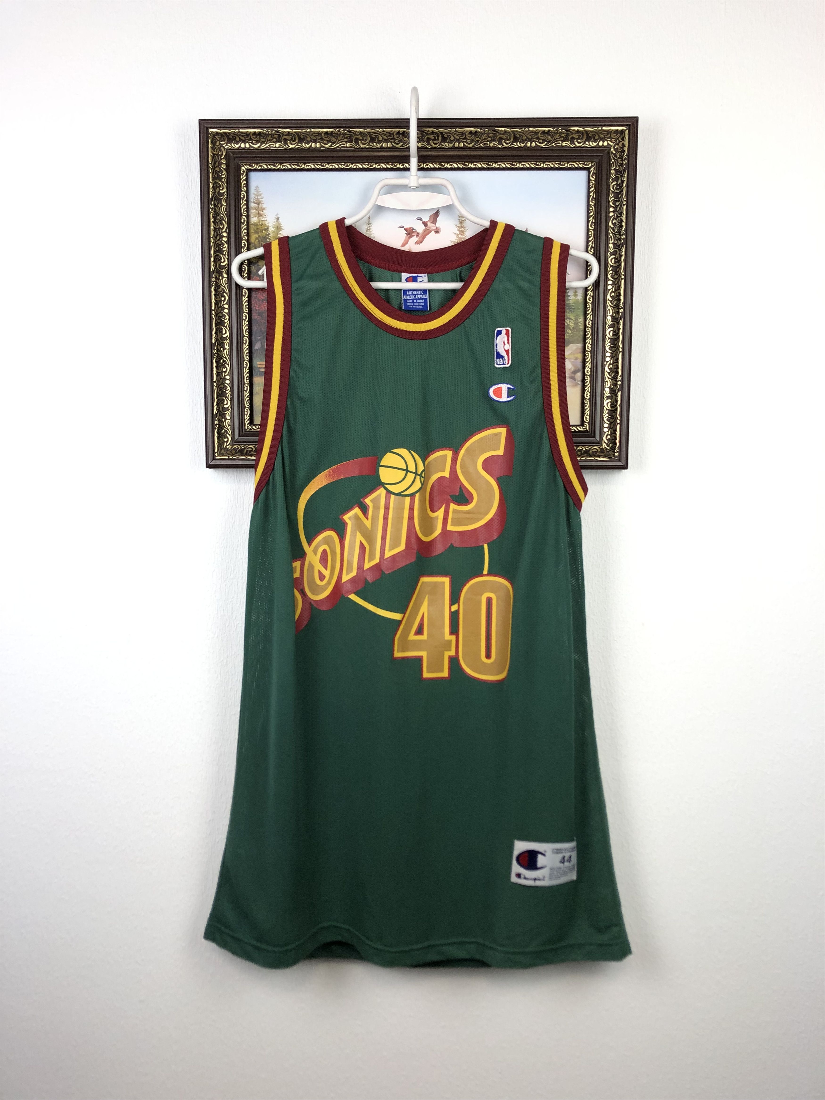 Champion × NBA × Vintage Vintage Kemp Champion Seattle Super Sonics NBA Jersey Signed Size US L / EU 52-54 / 3 - 1 Thumbnail