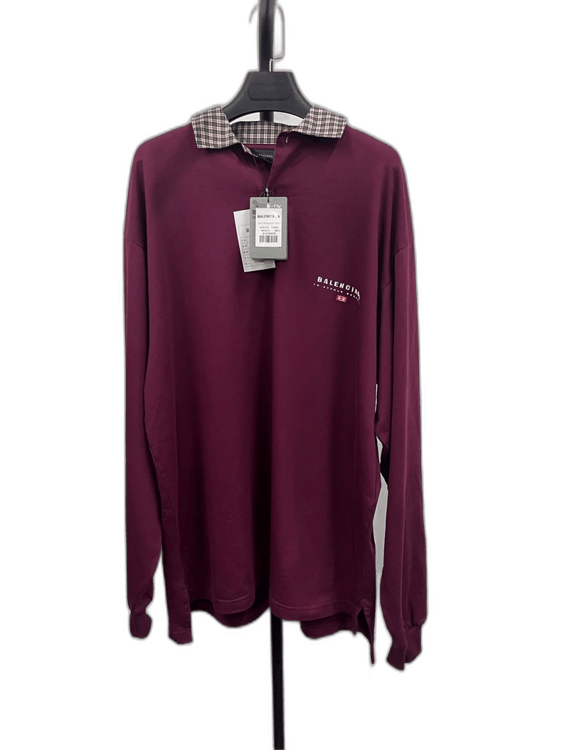 Balenciaga Balenciaga Maroon Check Polo Shirt Size US S / EU 44-46 / 1 - 1 Thumbnail