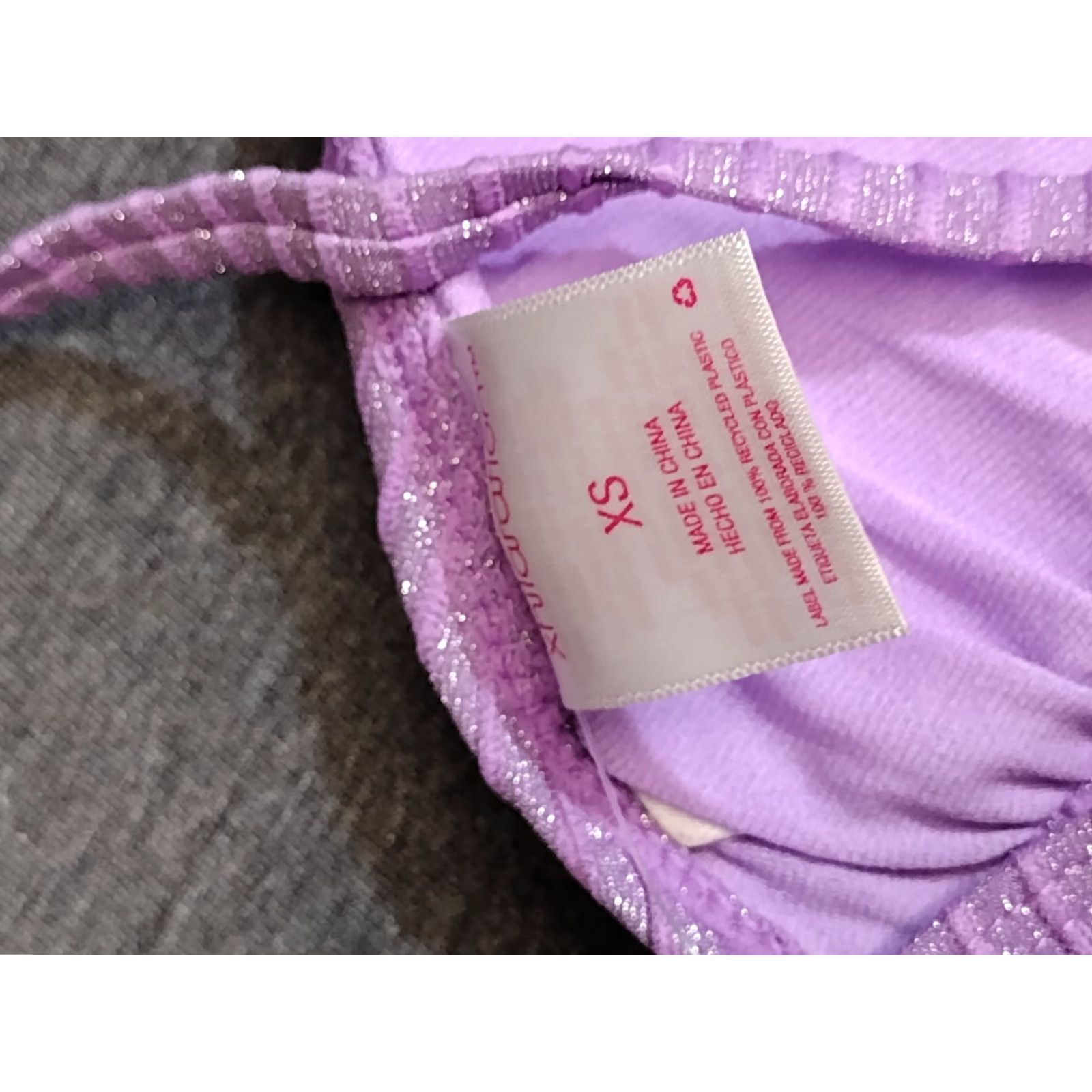 Vintage Xhilaration Bikini Top Womens XS Purple Glitter Detail Cross Back Padded т Size XS / US 0-2 / IT 36-38 - 7 Thumbnail