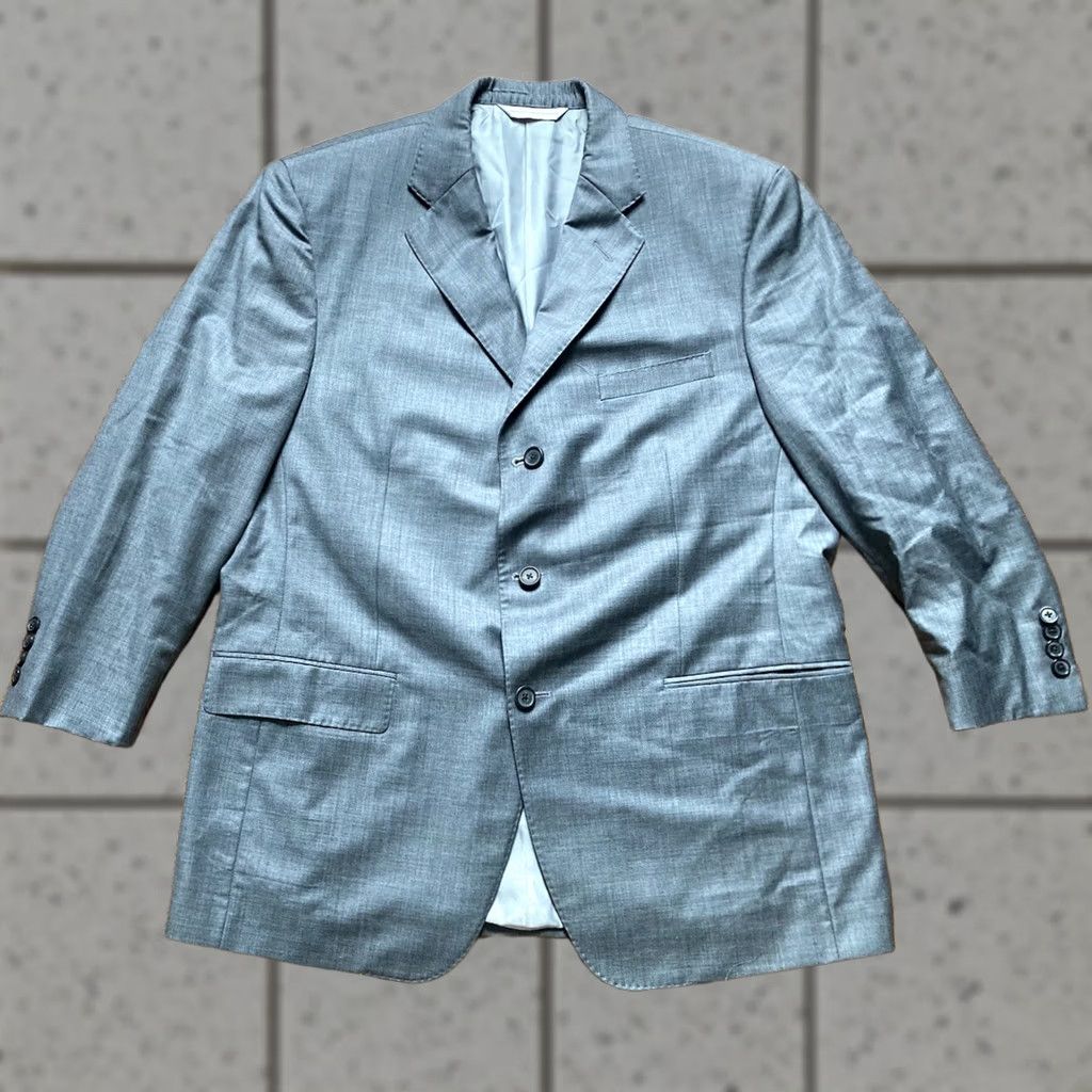 Vintage Samuelsohn Blazer Mens 43R Gray Wool Jacket 3-Button Notch Lapel Regular Length Double-Vented Sport Coat Jacket Coat Size 46R - 1 Thumbnail