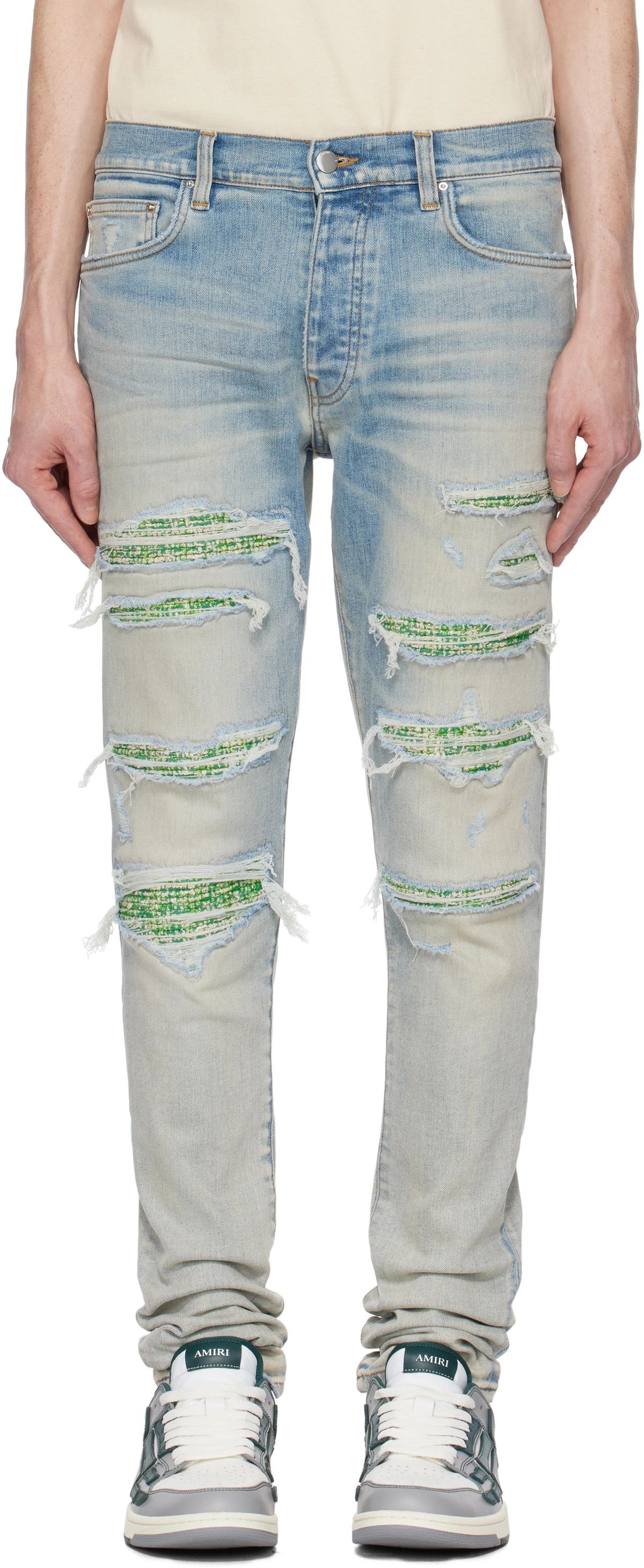 Amiri oc11z0126 Boucle Thrasher Slim-Leg Denim Jeans in Blue Size US 34 / EU 50 - 5 Thumbnail