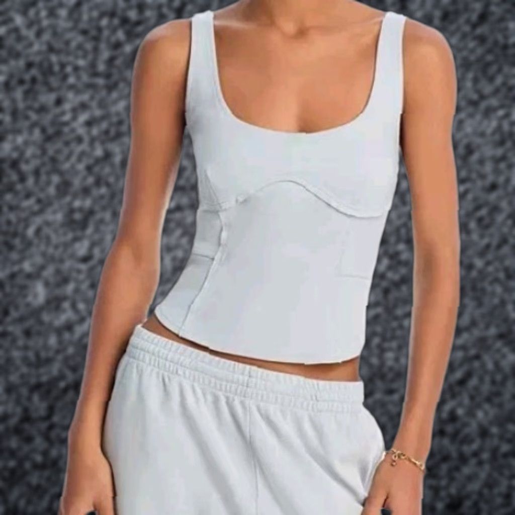 UGG Tank Top Womens Lennox XL Cropped Ice Jam Sleeveless Knit Cotton Elastane Scoop Neck