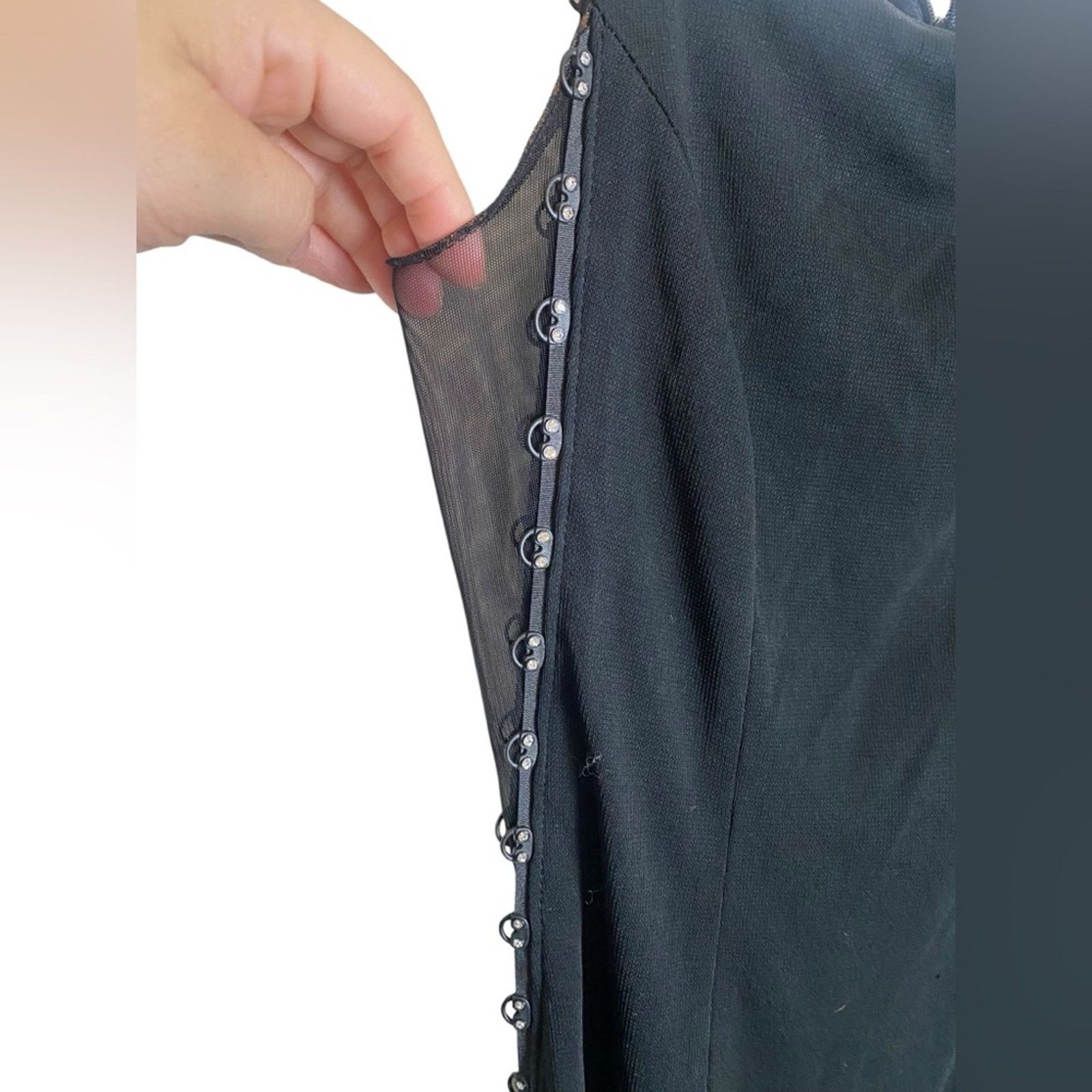 Designer IKiTo Vintage Maxi Black Ring Stud Sheer Dress 38 Size S / US 4 / IT 40 - 3 Thumbnail