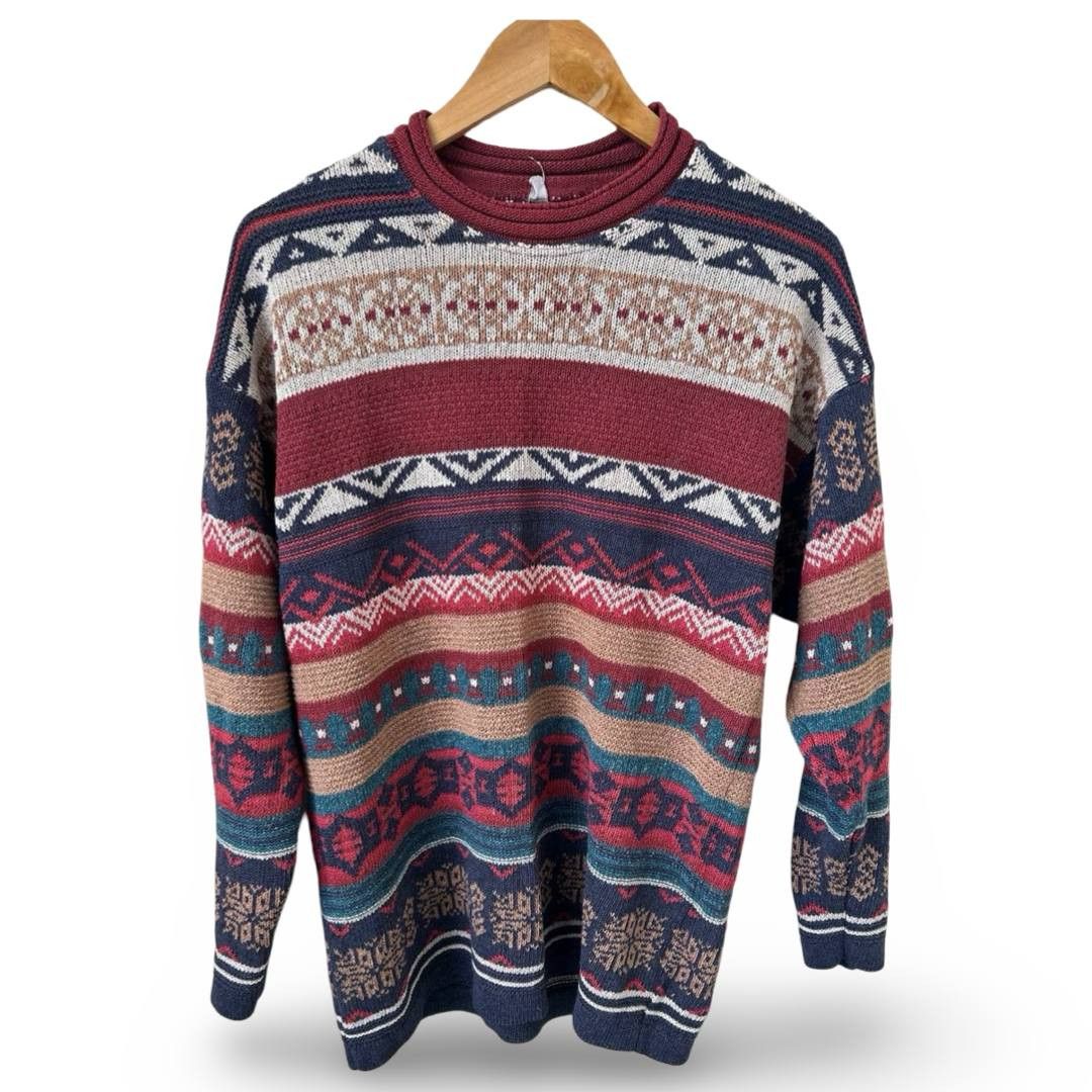 Vintage Vtg coloured knitted sweater #804 Size US L / EU 52-54 / 3 - 1 Preview