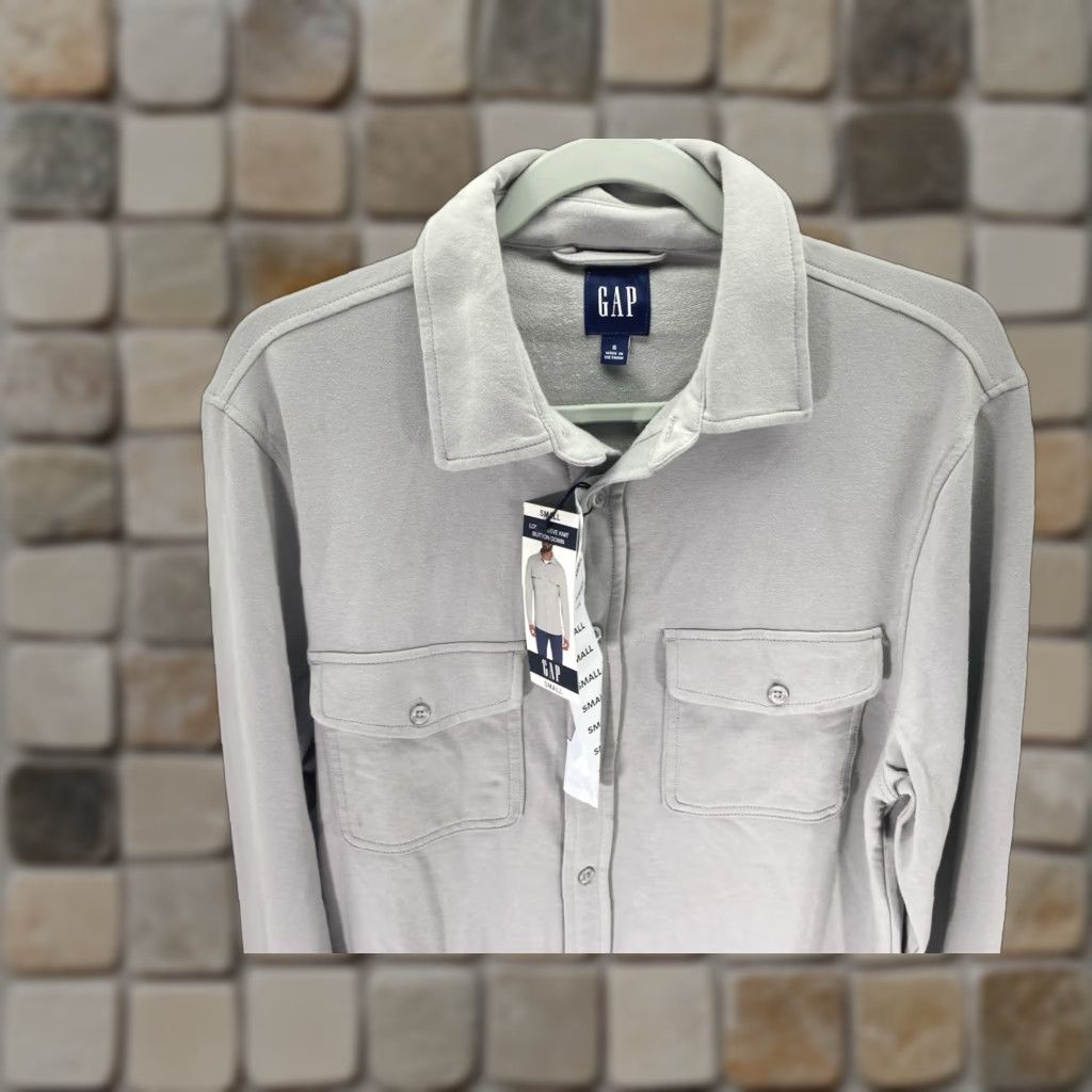 Gap Gap Knit Shirt Men Size Small Gray Button Long Sleeve Cotton Blend Stretch NWT Size US S / EU 44-46 / 1 - 1 Thumbnail