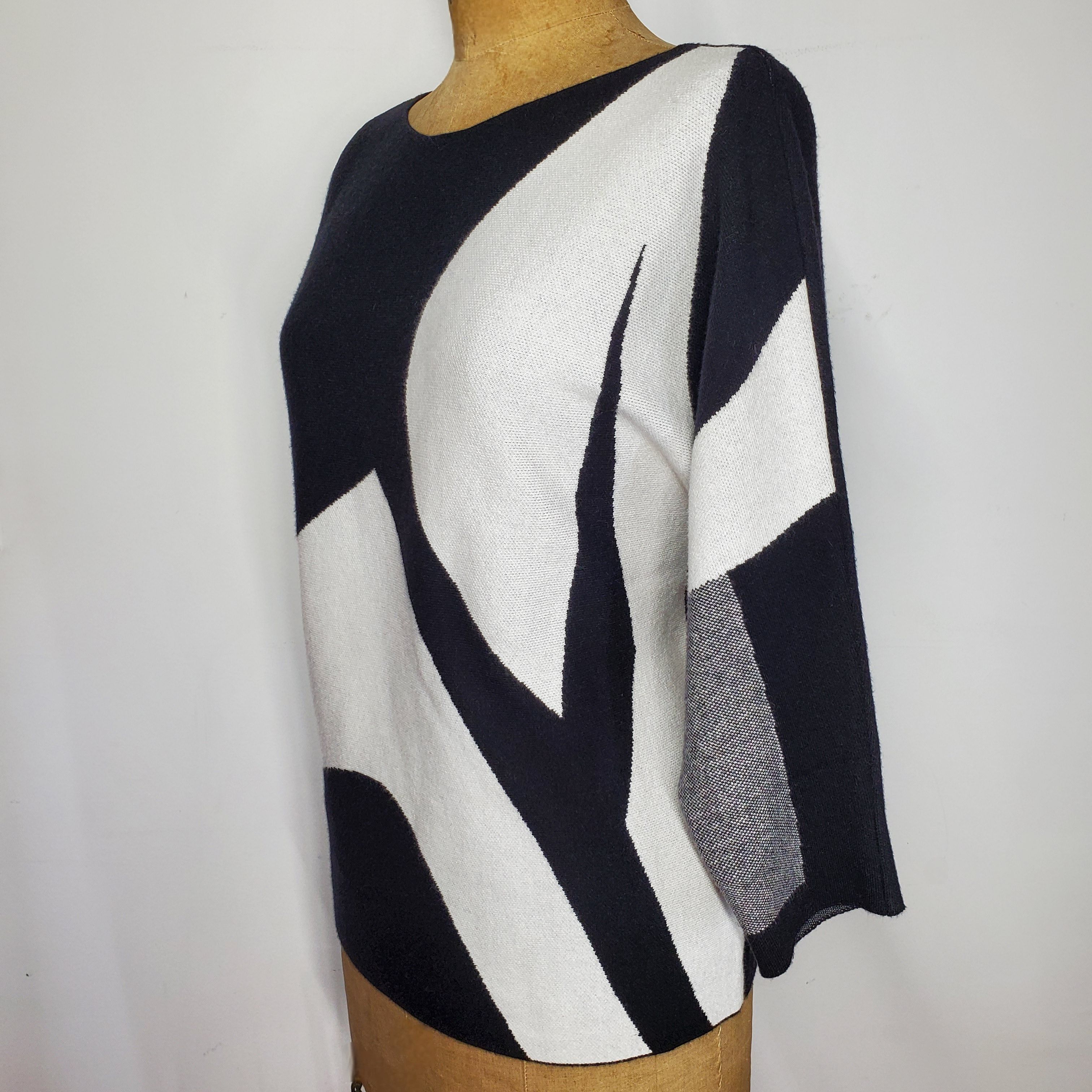 Other Sioni Size L Sweater Abstract Black White Heaveweight Size L / US 10 / IT 46 - 2 Thumbnail
