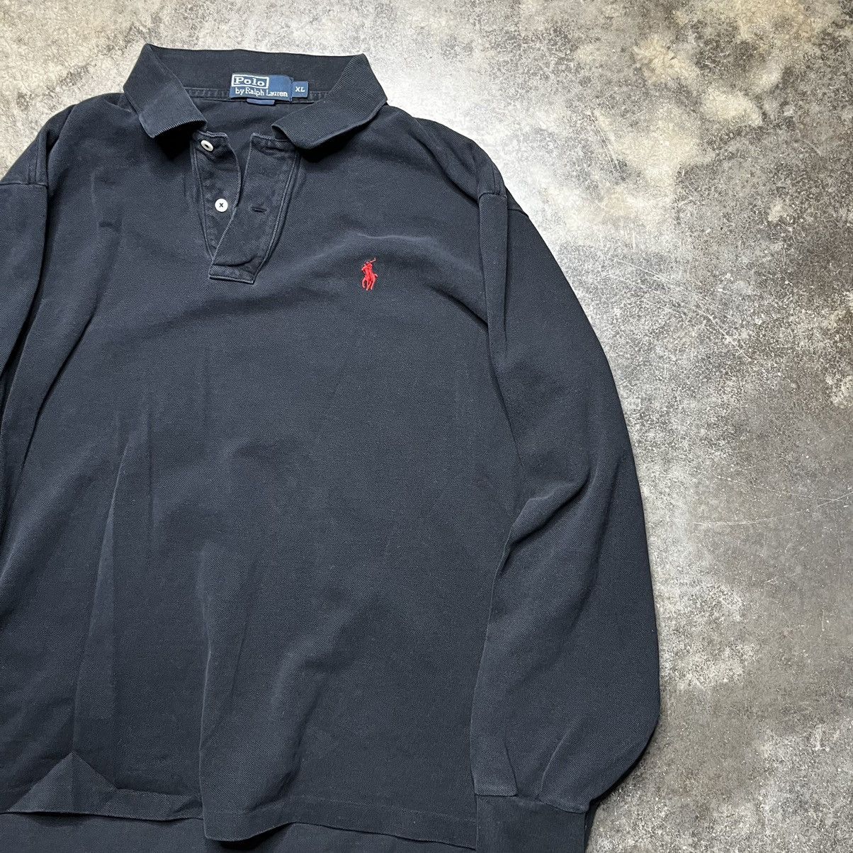 Vintage vintage black longsleeve ralph lauren polo shirt Size US XL / EU 56 / 4 - 1 Thumbnail