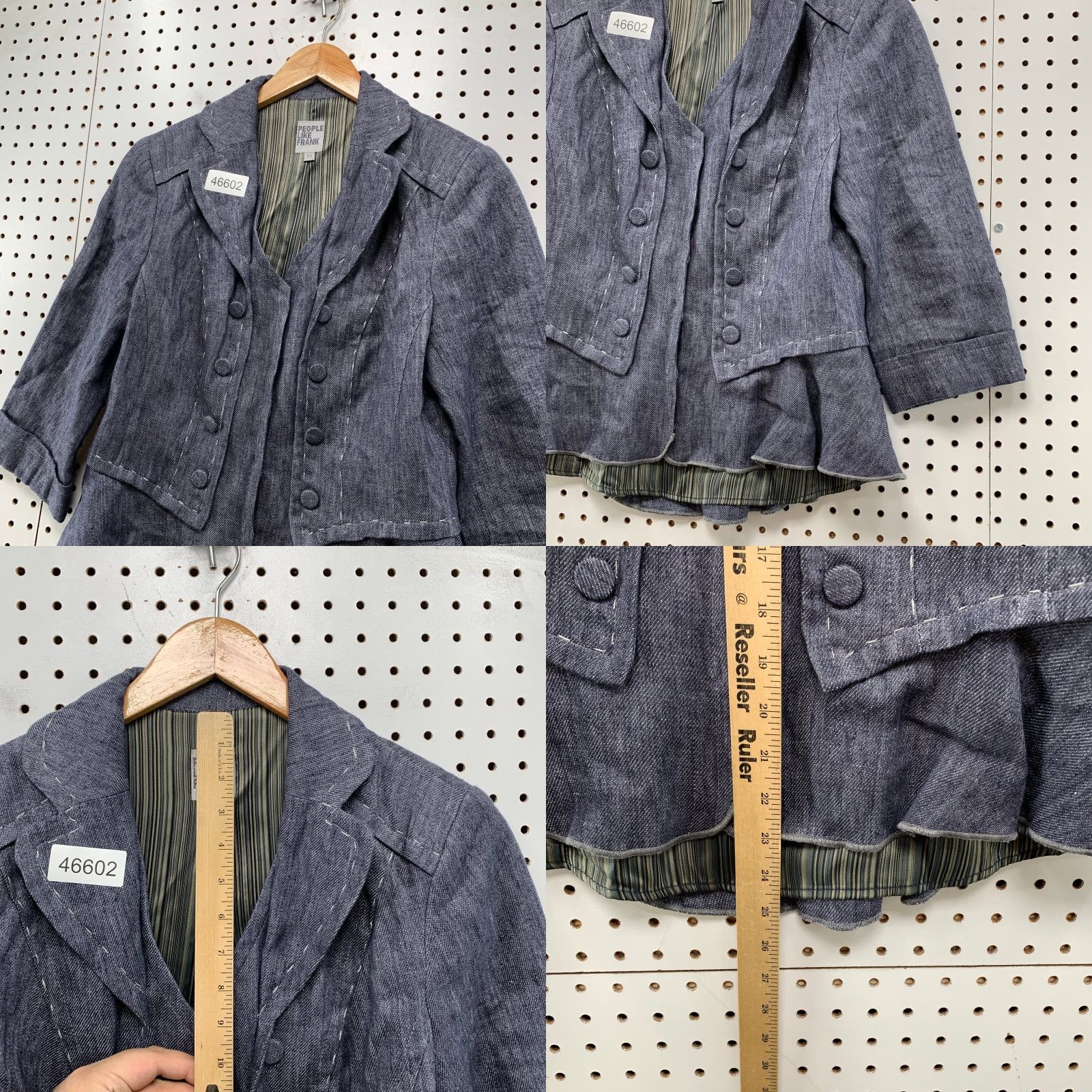 Anthropologie VINTAGE Anthropologie People Like Frank Linen Blazer Womens M Blue 3/4 Sleeve Shirt Blazer Womens Medium Blue 3/4 Sleeve Size M / US 6-8 / IT 42-44 - 8 Thumbnail
