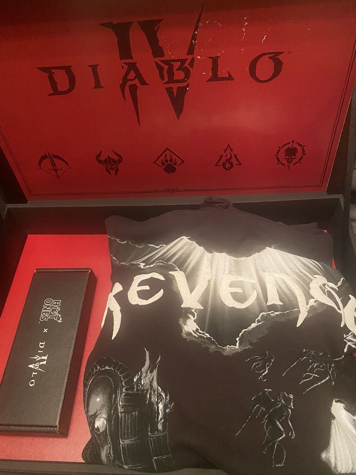 image of Revenge Diablo X Hot Ones X Complex 1/100 Hoodie in Black, Men's (Size Medium)
