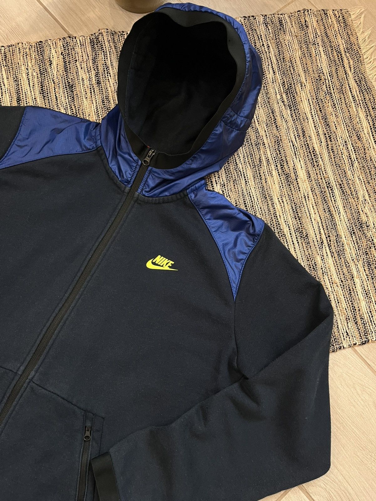 Nike × Vintage Vintage Nike zip Hoodie navy faded nylon hood minimalistic Size US L / EU 52-54 / 3 - 7 Thumbnail