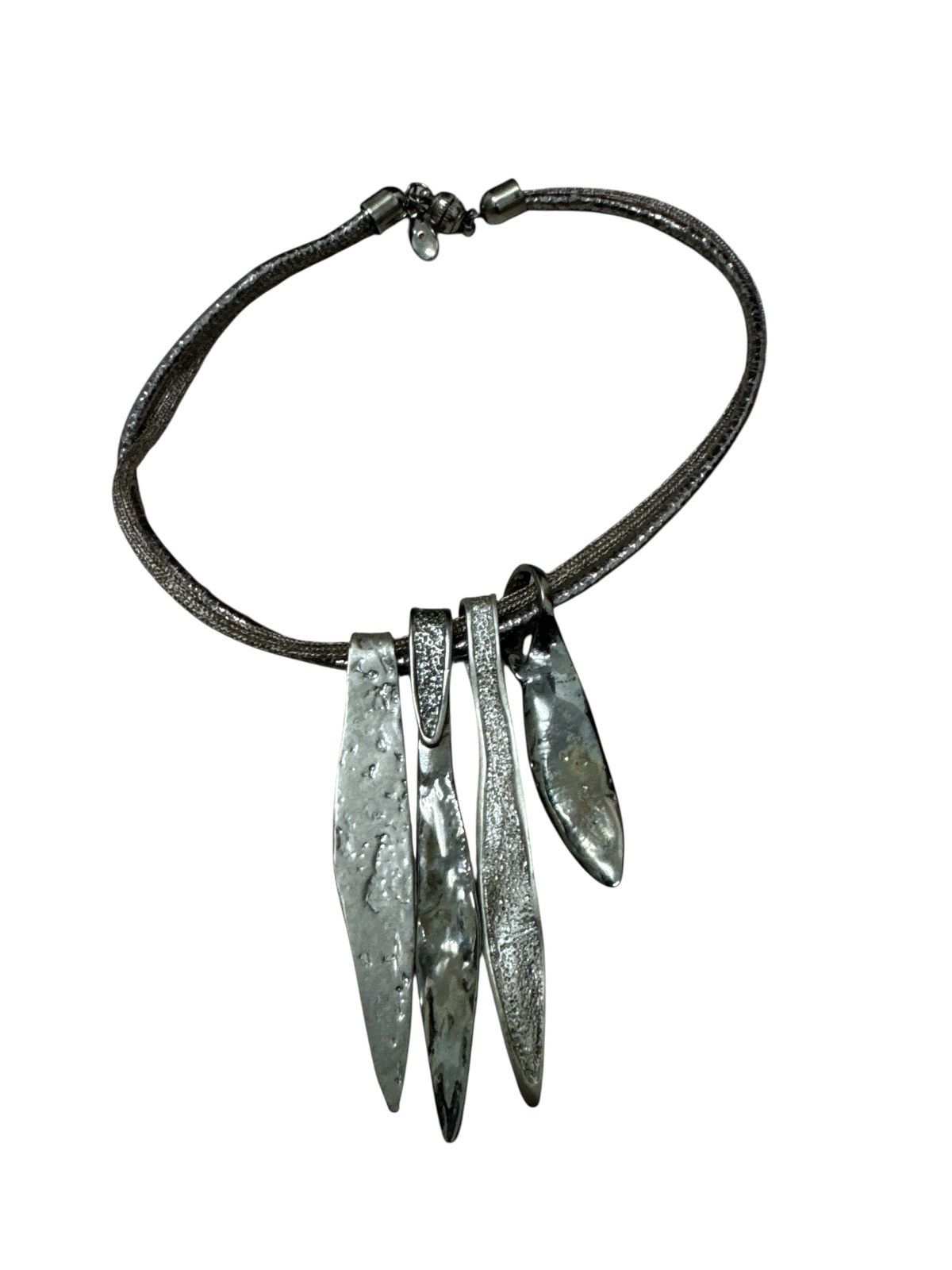 Jewelry Abiste Bamboo Leaves Pattern Choker Necklace in Silver, Men's