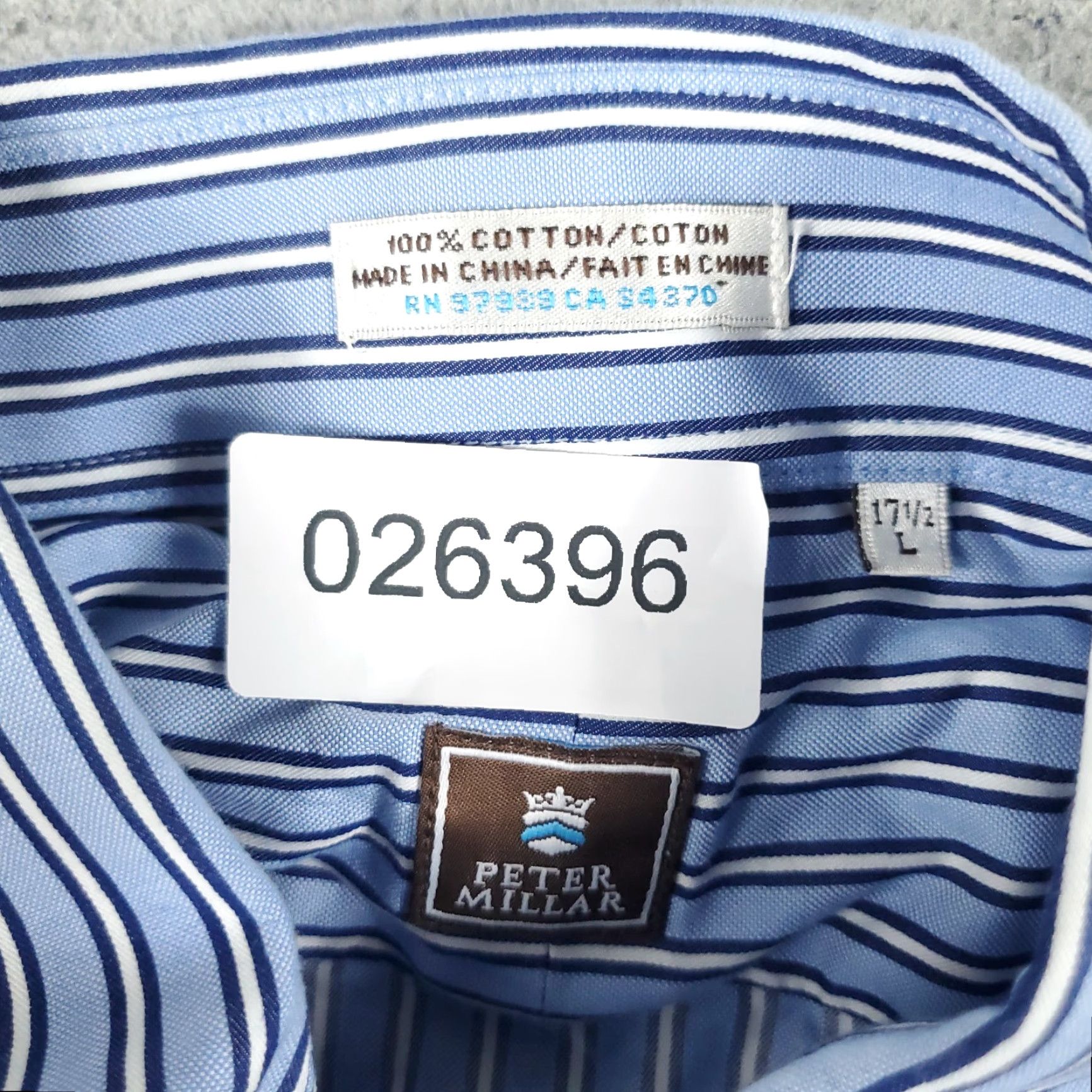 Peter Millar Peter Millar Shirt Mens Large Blue Striped Button-Up Long Sleeve Casual Business Formal Workwear Size US L / EU 52-54 / 3 - 6 Thumbnail