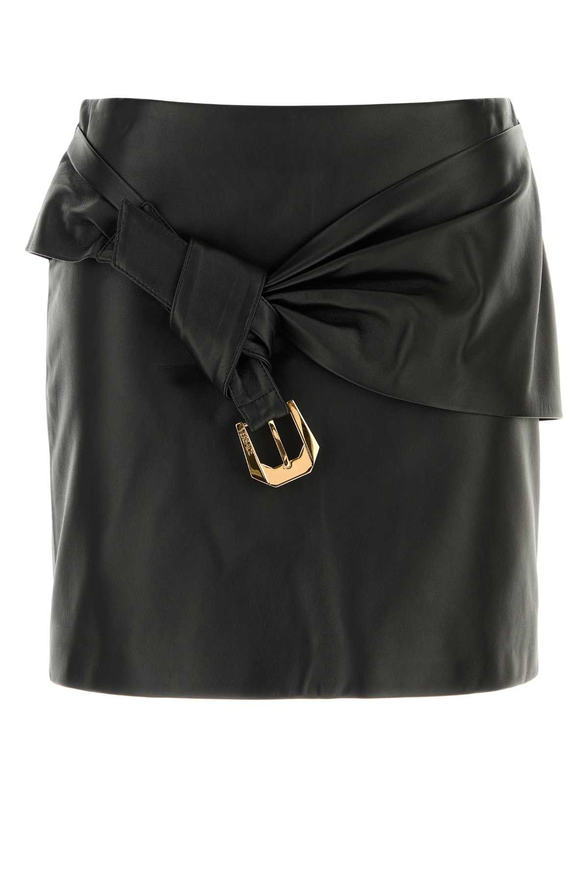 Versace Black Leather Mini Skirt Size 27" / US 4 / IT 40 - 1 Thumbnail