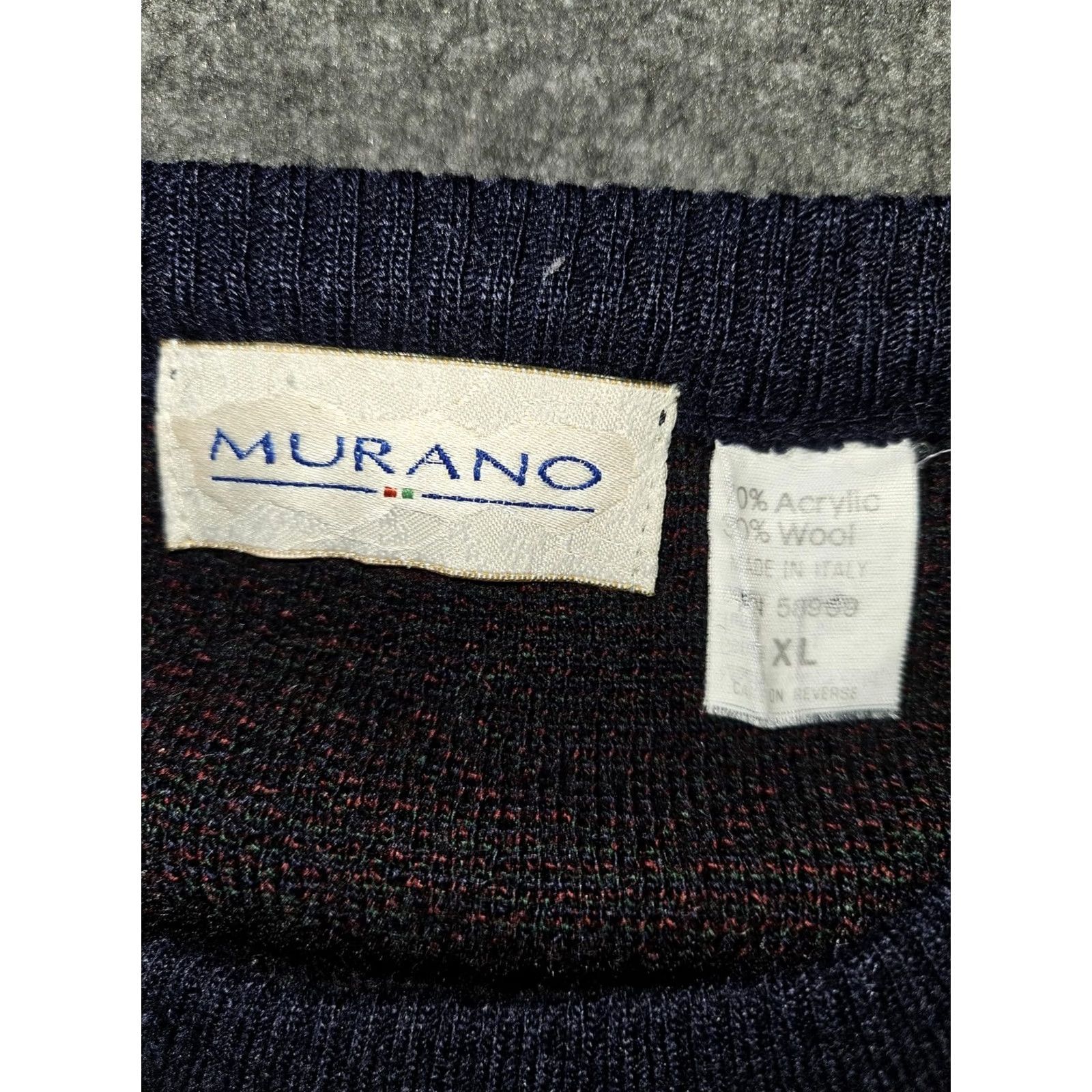 Murano VINTAGE Murano Sweater Mens XL Blue Argyle Crew Neck Wool Acrylic Pullover Italy Size US XL / EU 56 / 4 - 2 Thumbnail
