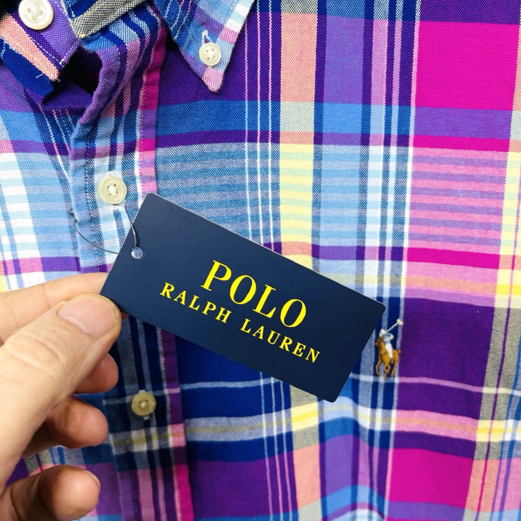 Polo Ralph Lauren Shirt Men's XL Pink Multi Plaid Oxford Cloth Classic Fit NWT Button-Up