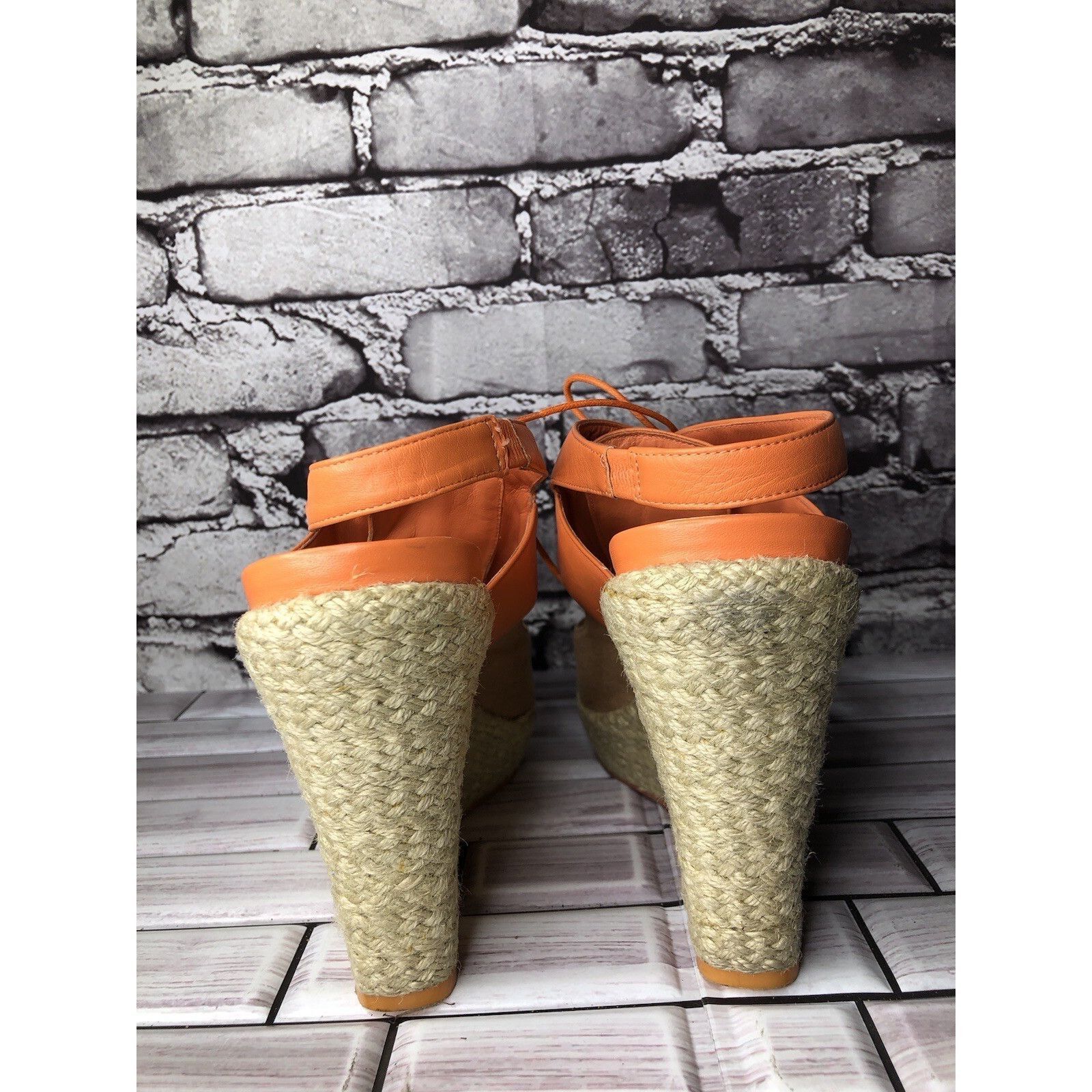 Cole Haan Cole Haan Orange Leather Lace Up Wedge Espadrilles Sandals W Size US 9.5 / IT 39.5 - 16 Thumbnail