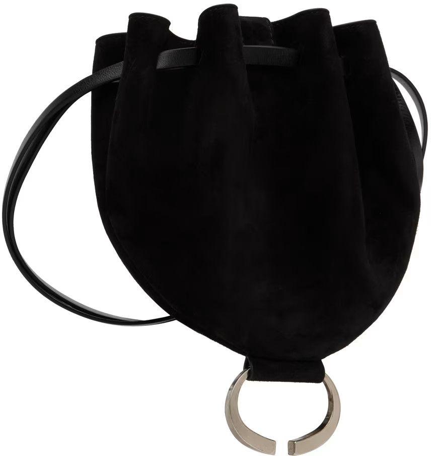 Chloe o1loc1c1024 Suede Round Pouch bag in Black Grailed