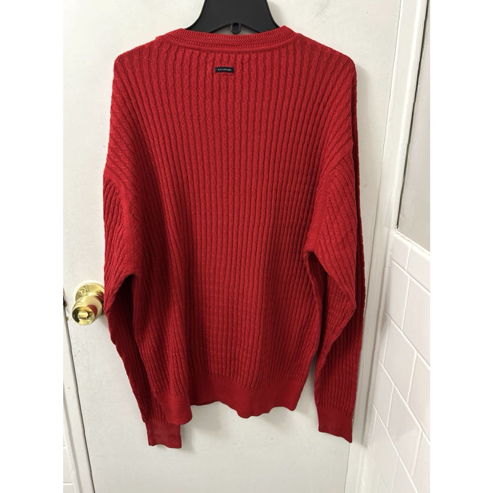 Canon ALEX CANNON Sweater Mens Size M Red Cable-Knit Crewneck Pullover L/S NWT Size US M / EU 48-50 / 2 - 7 Thumbnail