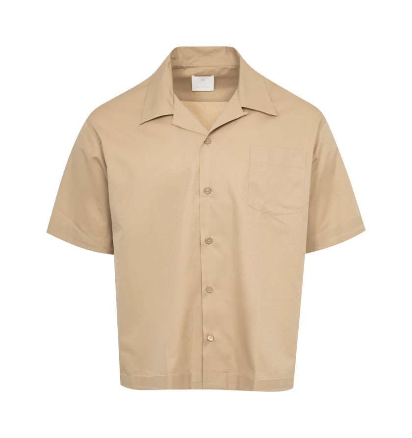 o1h1sh11224 Patterned Bowling Shirt in Beige