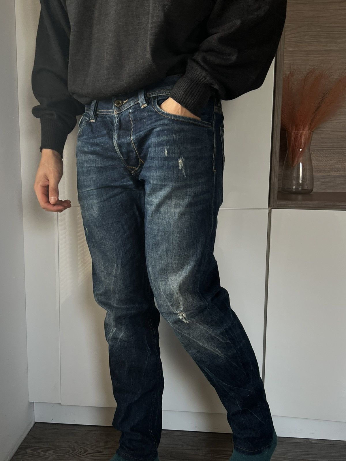 Diesel ‼️Vintage Diesel Industry Distressed Denim Selvage Jeans‼️ Size US 33 - 2 Thumbnail