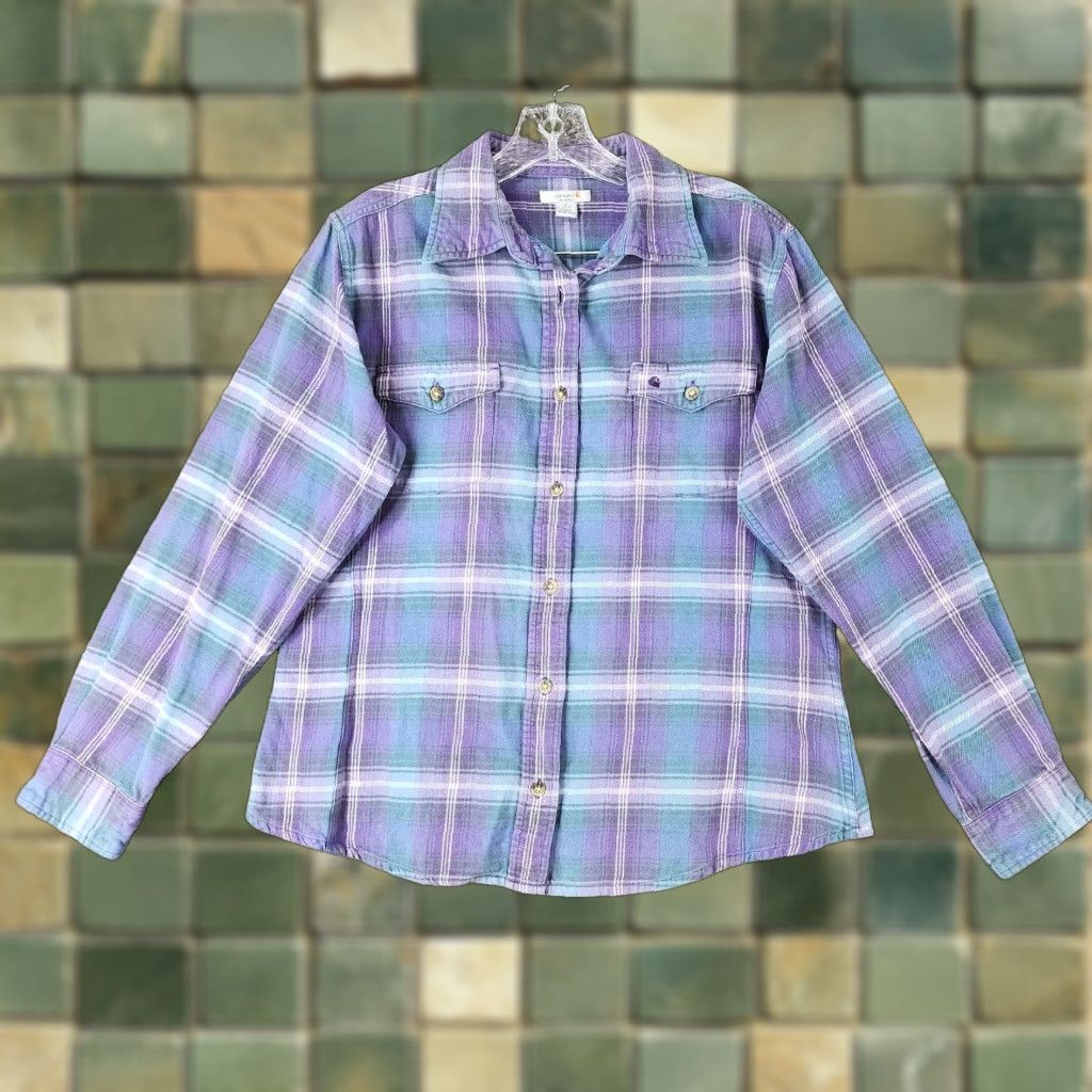 Carhartt Carhartt Womens Purple Plaid Long Sleeve Button Up Size L Size L / US 10 / IT 46 - 1 Thumbnail