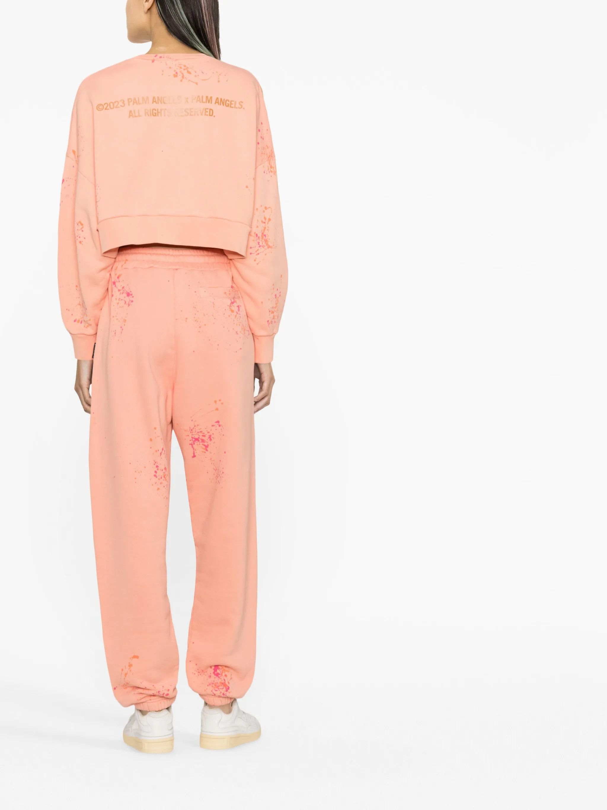 Palm Angels o1gr1nt0425 Pxp Painted Cropped Crewneck Sweatshirt Coral Size M / US 6-8 / IT 42-44 - 3 Thumbnail
