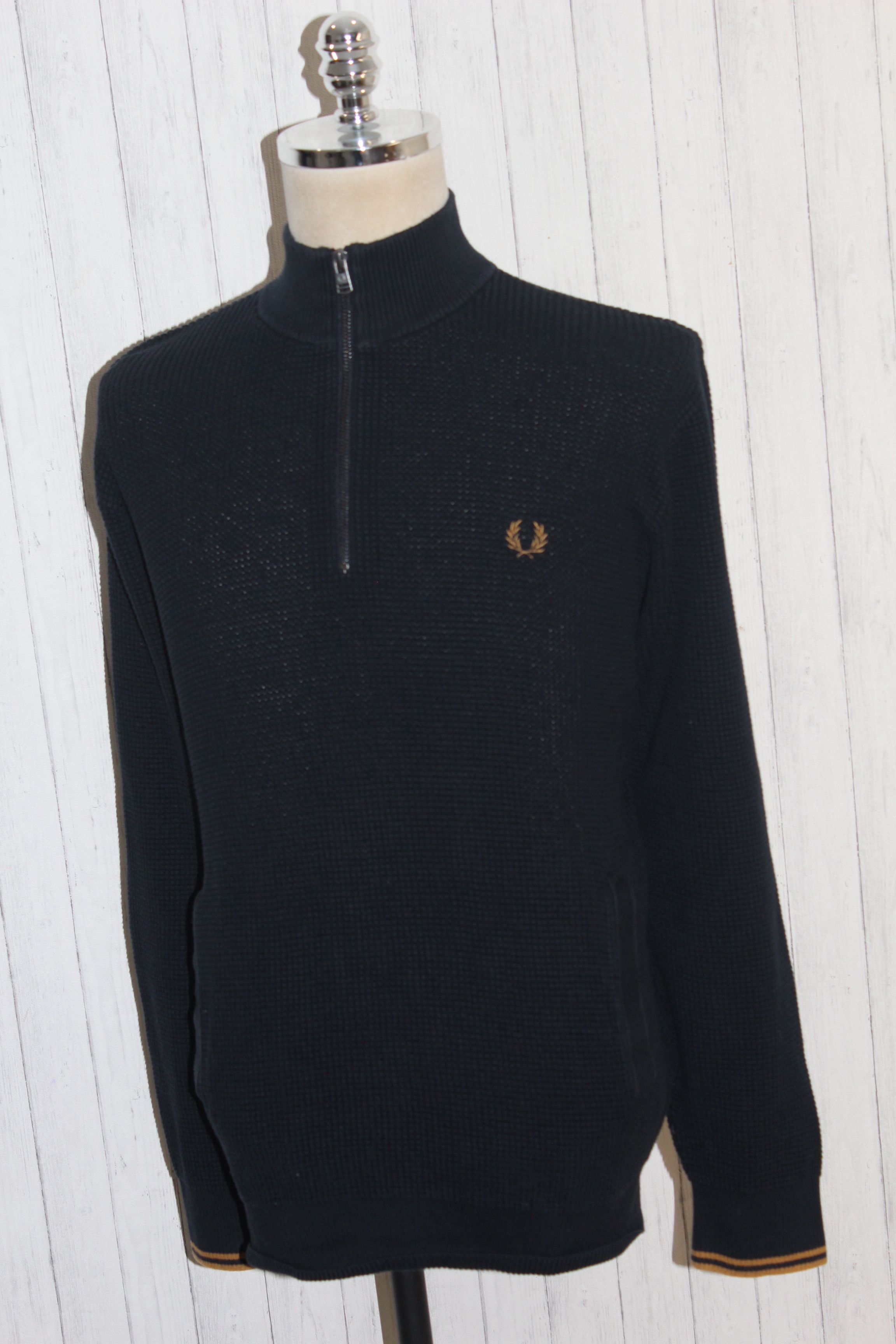 Fred Perry Fred Perry Zip Neck Knitted Blue Jumper Size XL Size US XL / EU 56 / 4 - 3 Thumbnail