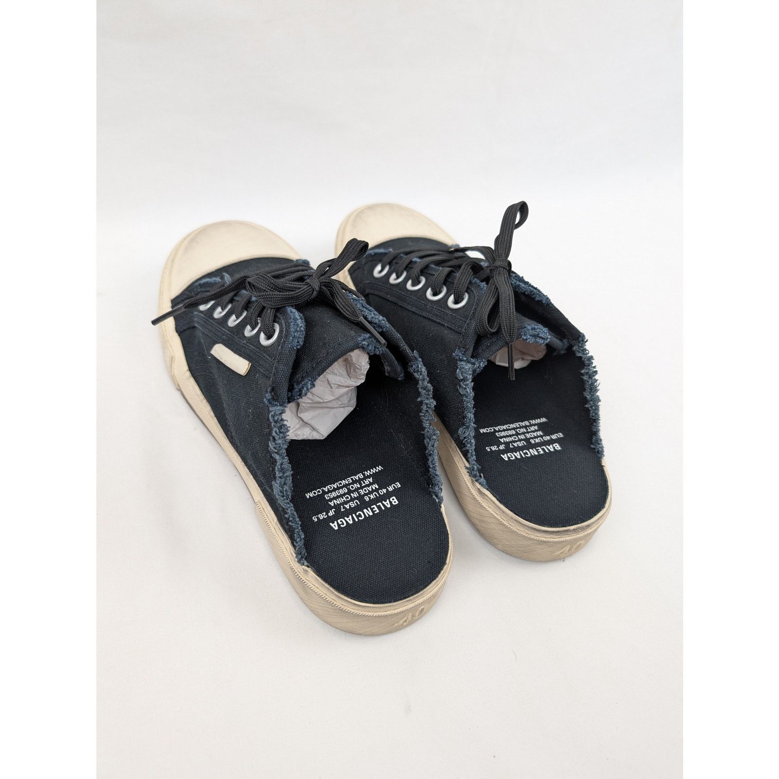Balenciaga o1rshd1 Paris Mule Destroyed Mule VLUC in Black/White Size US 8 / EU 41 - 20 Thumbnail