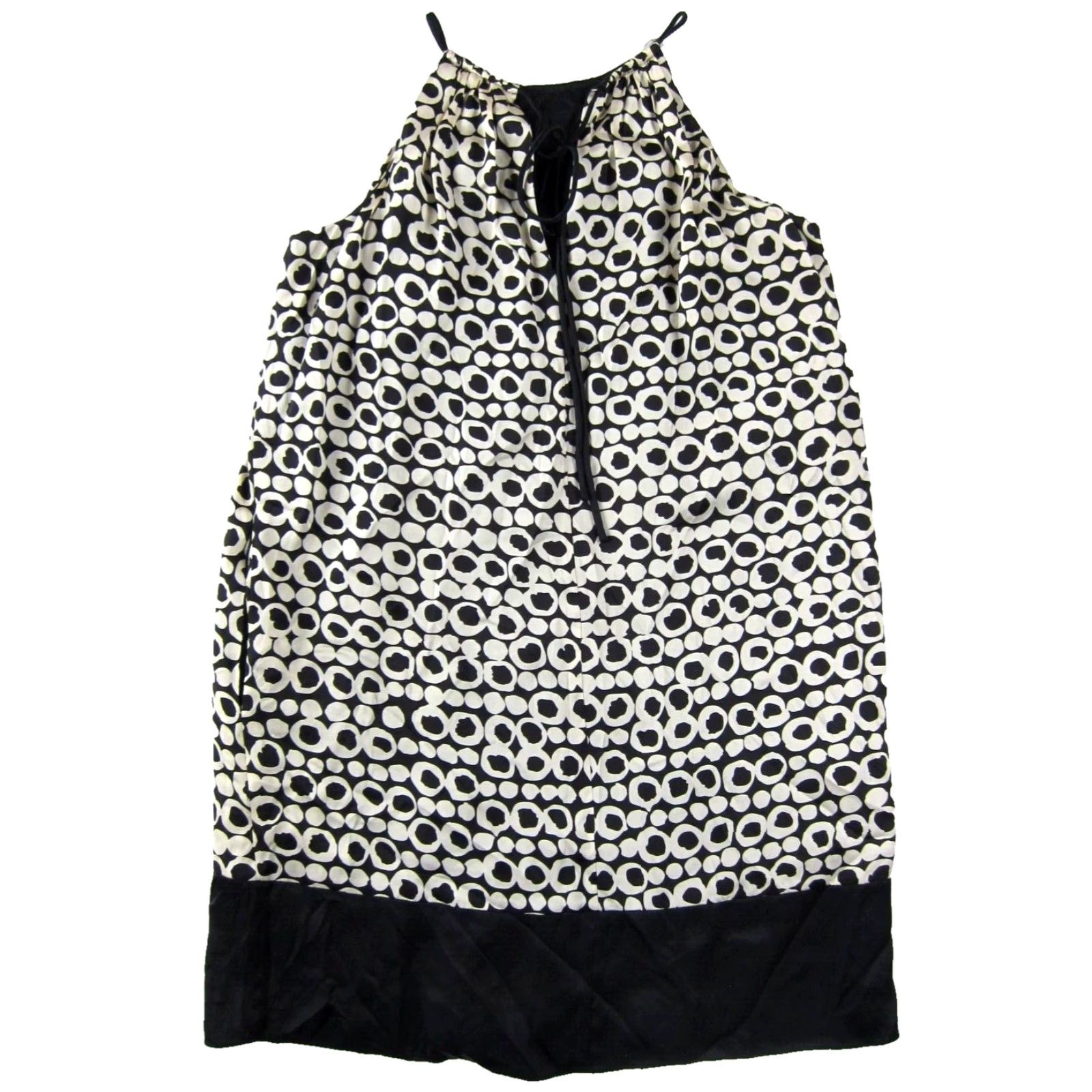 MAGGY LONDON Maggy London 100% Silk Black Ivory Polka Dot Shift Tank Tunic Dress 4P Size S / US 4 / IT 40 - 2 Thumbnail