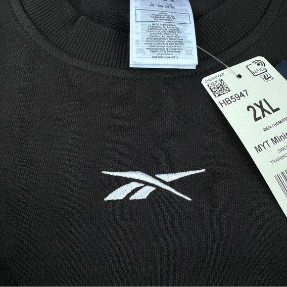 Reebok NWT REEBOK MINIMAL TRAINING BLACK CREWNECK SWEATSHIRT SZ 2XL Size US XXL / EU 58 / 5 - 4 Thumbnail