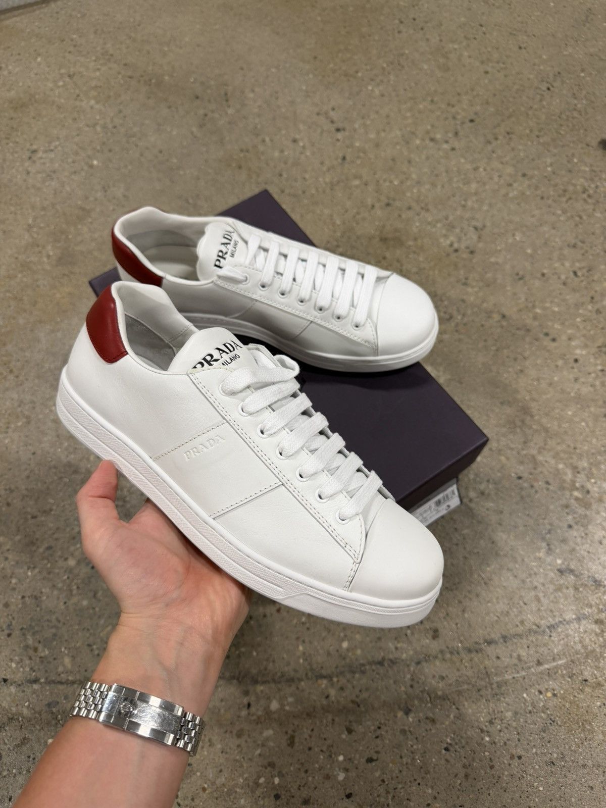 Prada Prada White Leather Sneaker NEW 1000$ Size US 8 / EU 41 - 1 Thumbnail