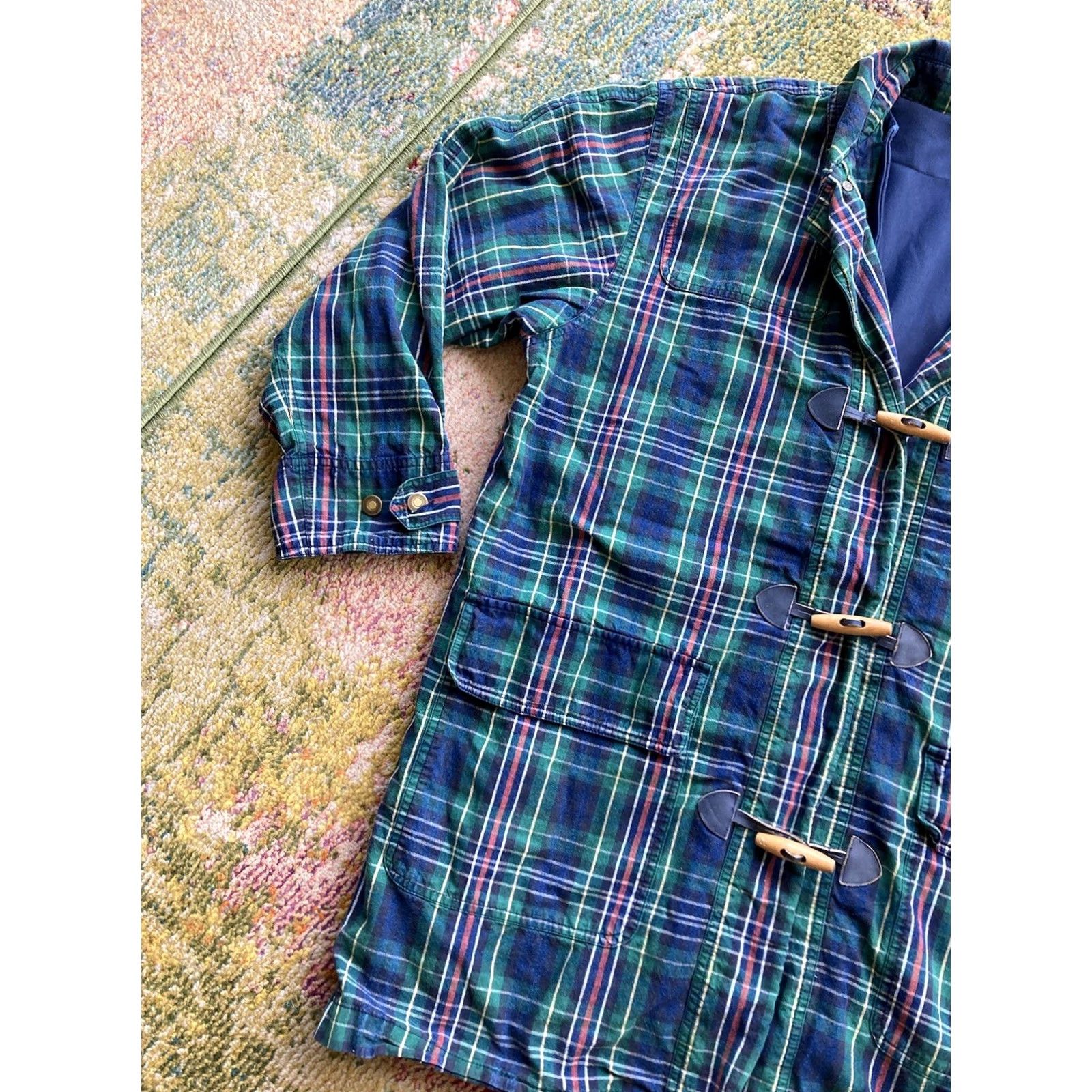 Vintage VINTAGE Lizwear Coat Plaid Chore Blue 90s Long Overcoat M Women’s Jacket with Lined Removable Liner Size Medium Nautical Oversized Size M / US 6-8 / IT 42-44 - 2 Thumbnail