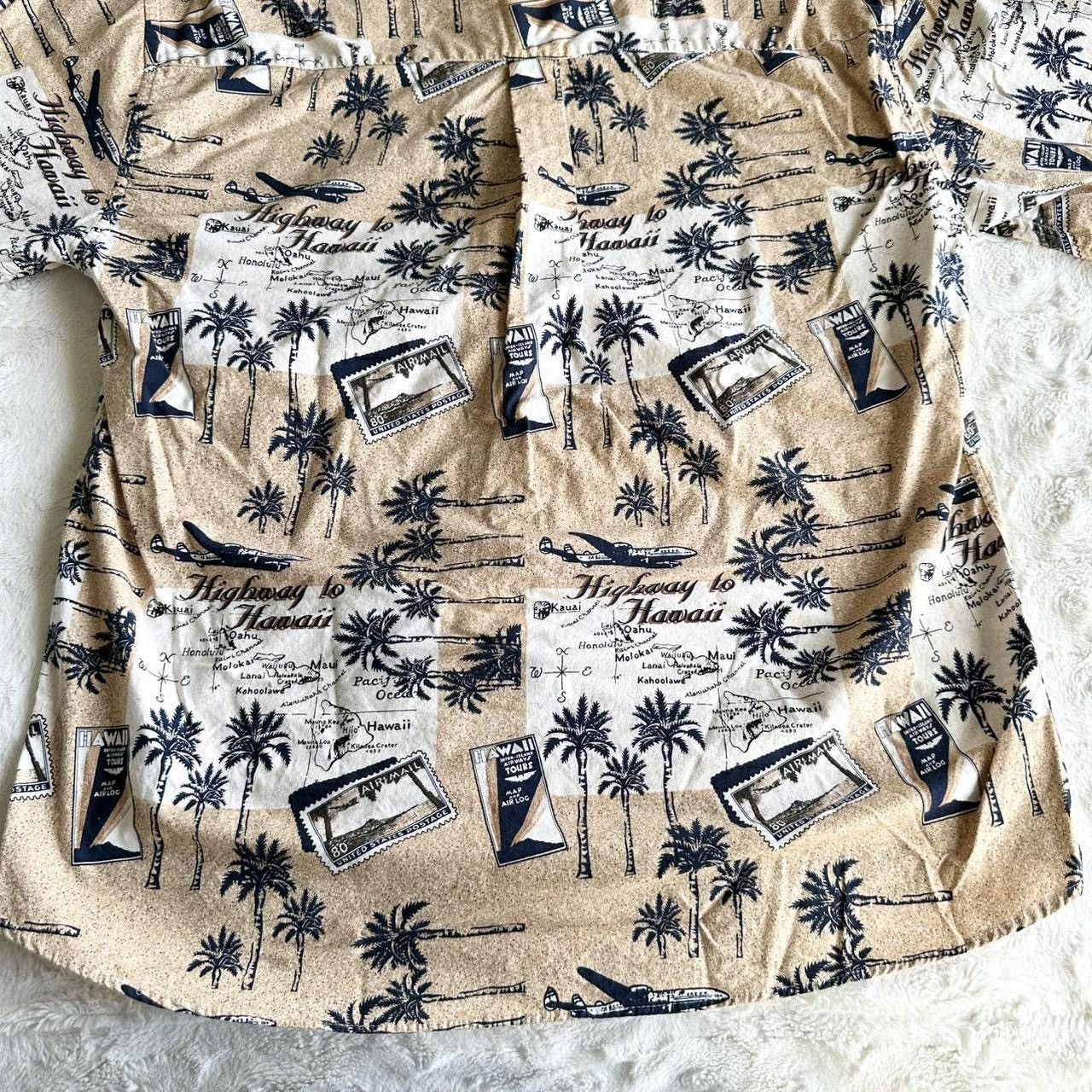 Other Vintage Hawaiian Shirt Mens XL Beige Palm Tree Map Aloha AOP Size US XL / EU 56 / 4 - 7 Thumbnail