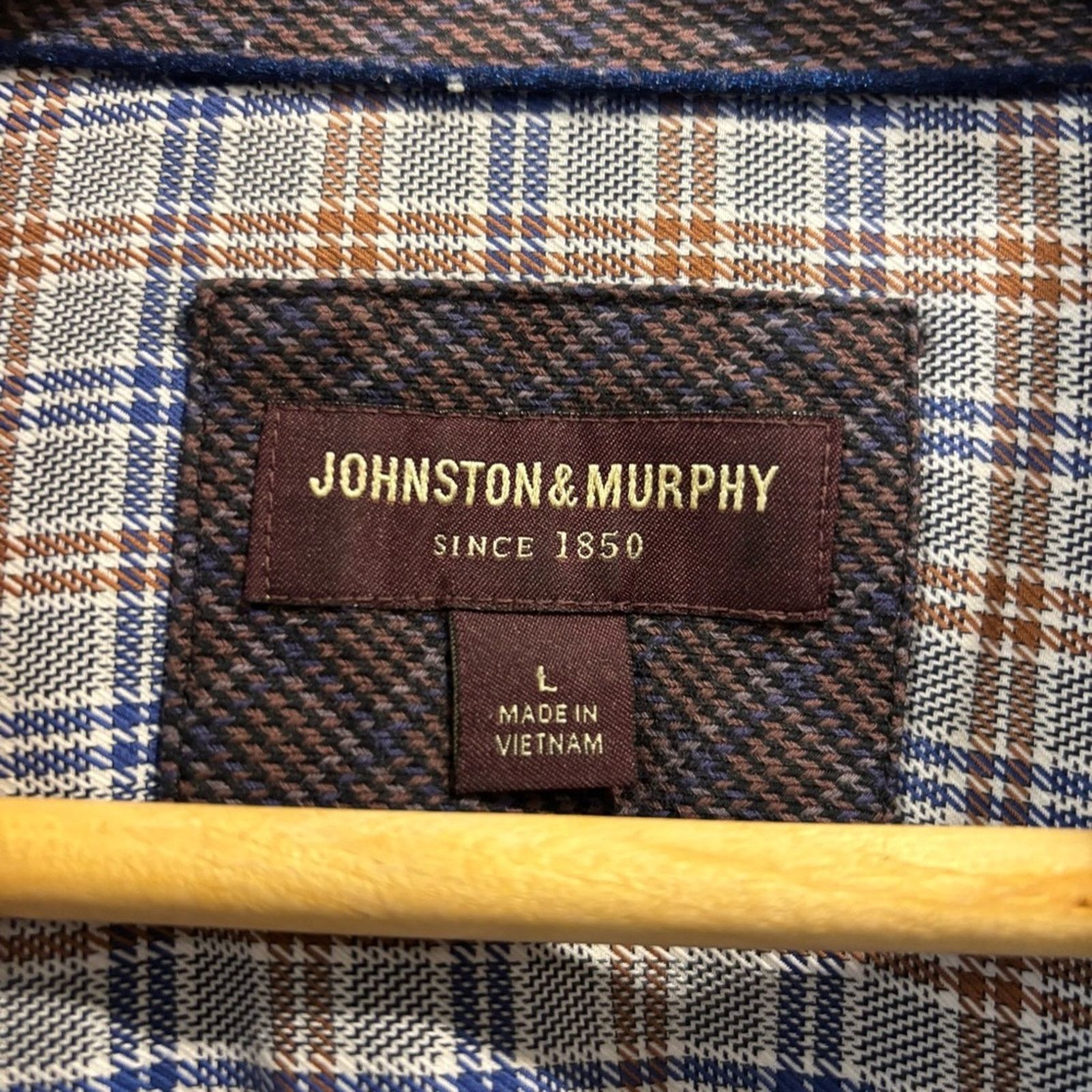 Johnston & Murphy JOHNSTON & MURPHY Blue and Brown Button Down Shirt, Size L Size US L / EU 52-54 / 3 - 3 Thumbnail