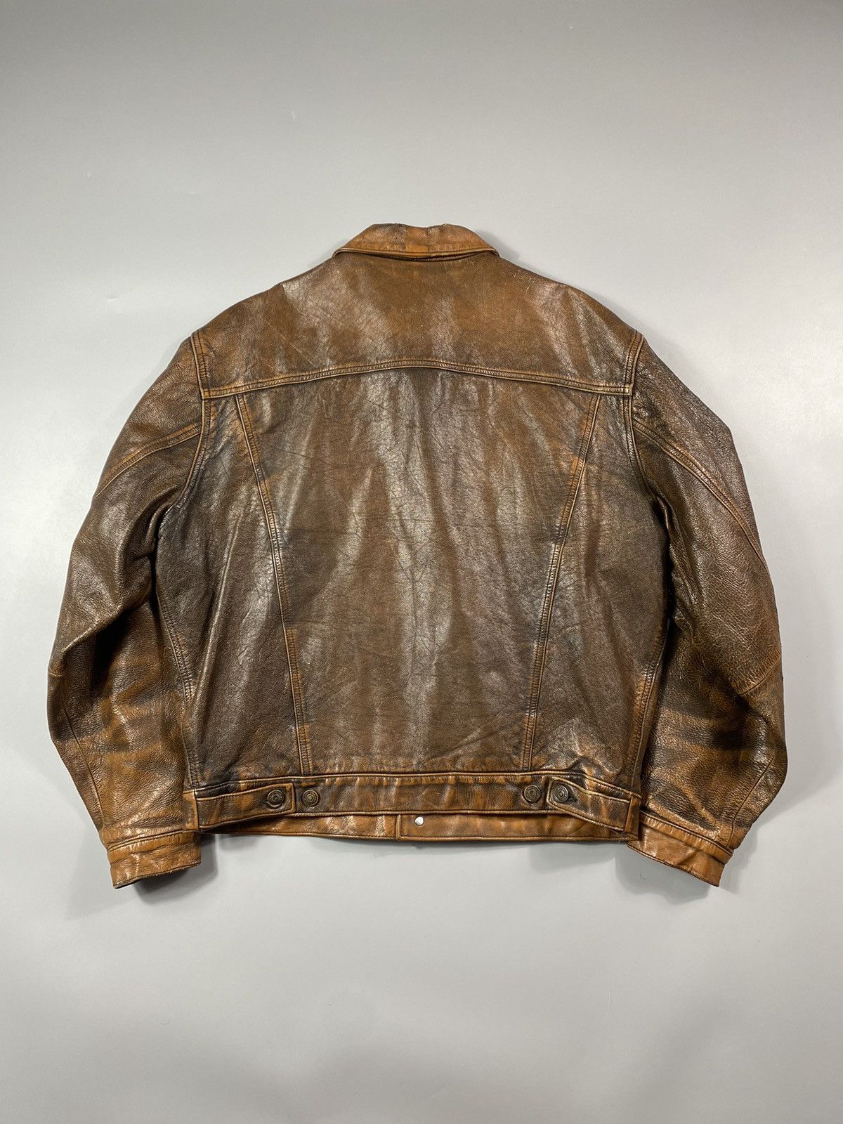 Levi's Grail! 1970s Levis Long Horn Trucker Leather Jacket Size US L / EU 52-54 / 3 - 12 Thumbnail