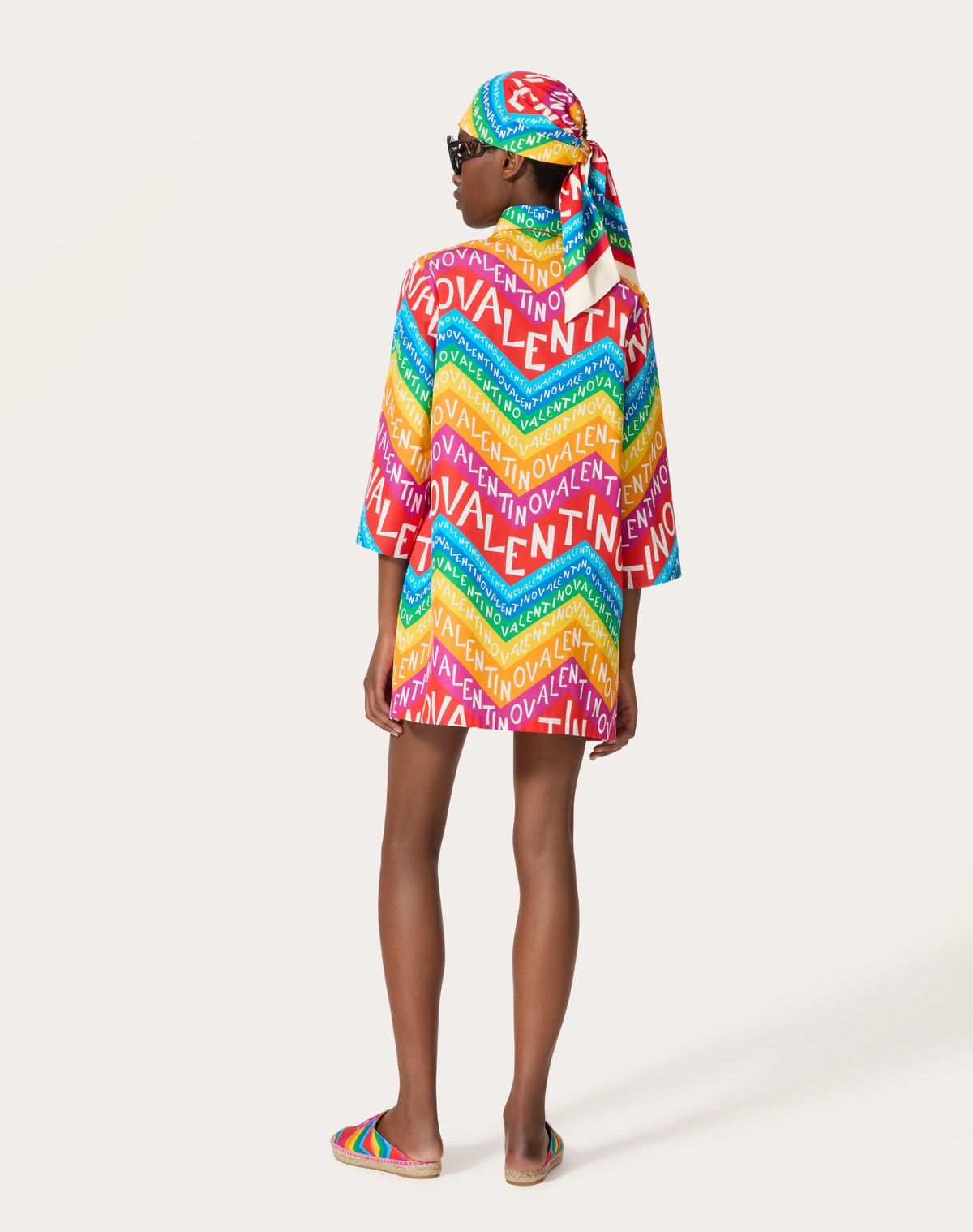 Valentino o1s1wg110525 Chevron 24 Popeline Short Dress in Multicolor Size XS / US 0-2 / IT 36-38 - 4 Thumbnail