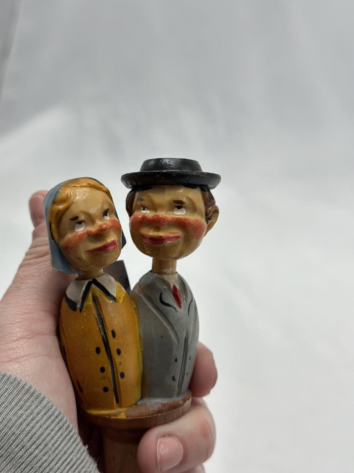 Unknown London Antique Bottle Stopper Mechanical Kissing Couple Hand Carved Size ONE SIZE - 8 Thumbnail