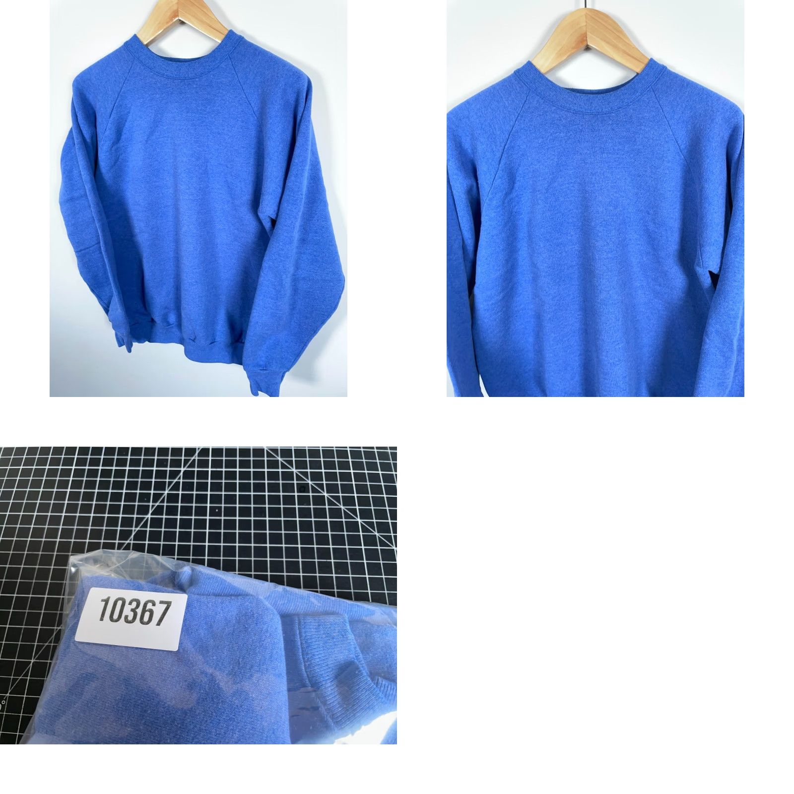 Fruit Of The Loom VINTAGE Fruit of the Loom Sweatshirt XL Blue Raglan Sleeves 50/50 80s Retro Crew Neck Men Size US XL / EU 56 / 4 - 8 Thumbnail