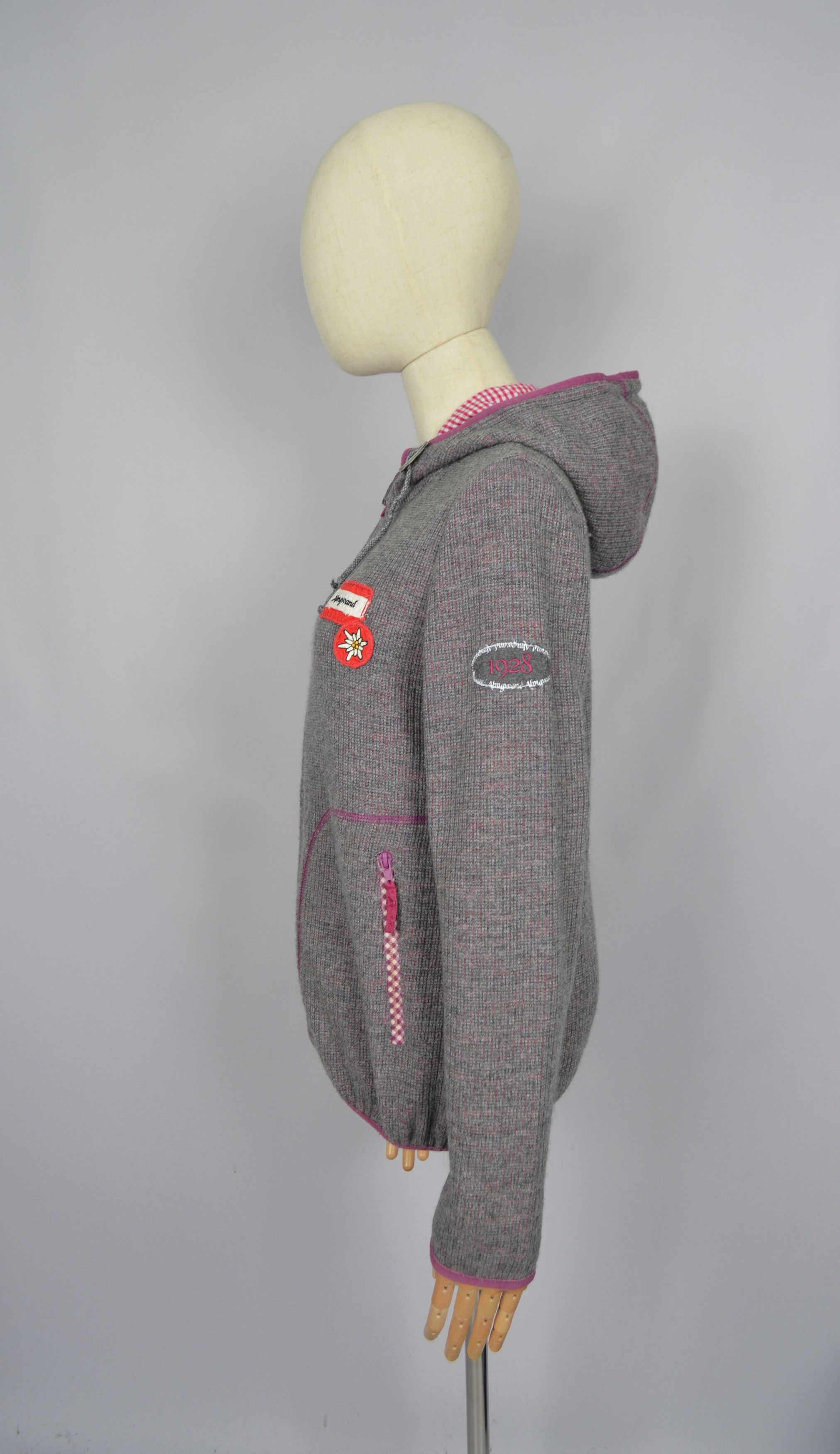 Designer Almgwand Austria Knit Full Zip Lined Jacket Hoodie Ski Apres Size M / US 6-8 / IT 42-44 - 3 Thumbnail