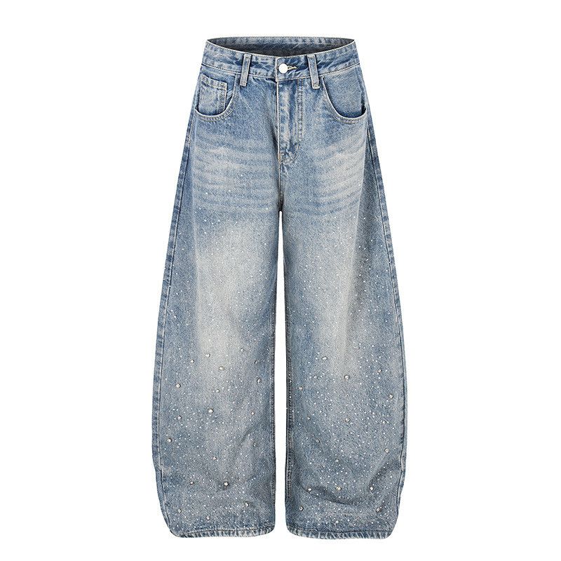 Vintage Men's American Retro Rhinestone-Embellished Curved-Leg Jeans Size US 32 / EU 48 - 1 Thumbnail