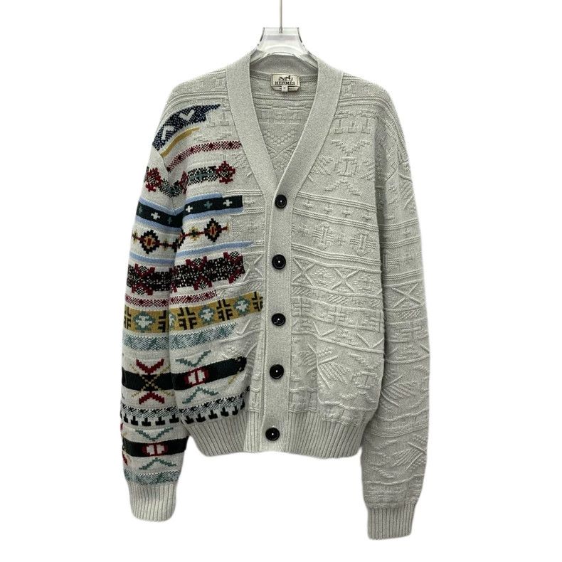 Hermes Hermes Gray Wool V-Neck Cardigan Size US M / EU 48-50 / 2 - 1 Thumbnail