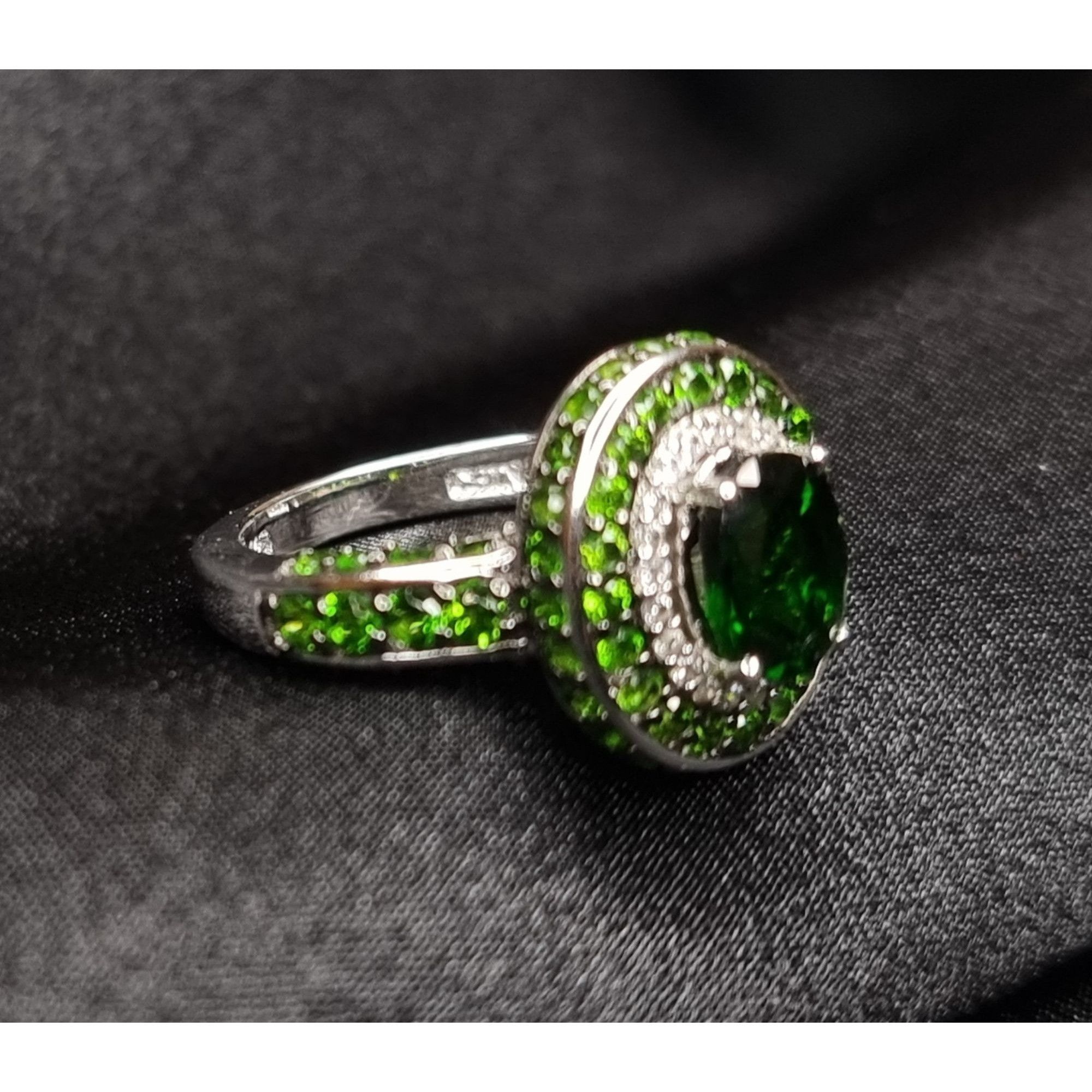 Sterling Silver Natural Chrome Diopside Sterling Silver 925 Ring 6.5 With Gr Size ONE SIZE - 3 Thumbnail