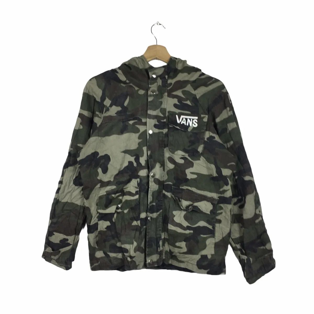 Vans Vtg VANS Of The WALL Camo Jacket Parka Trench Hoodie Size US XL / EU 56 / 4 - 1 Thumbnail