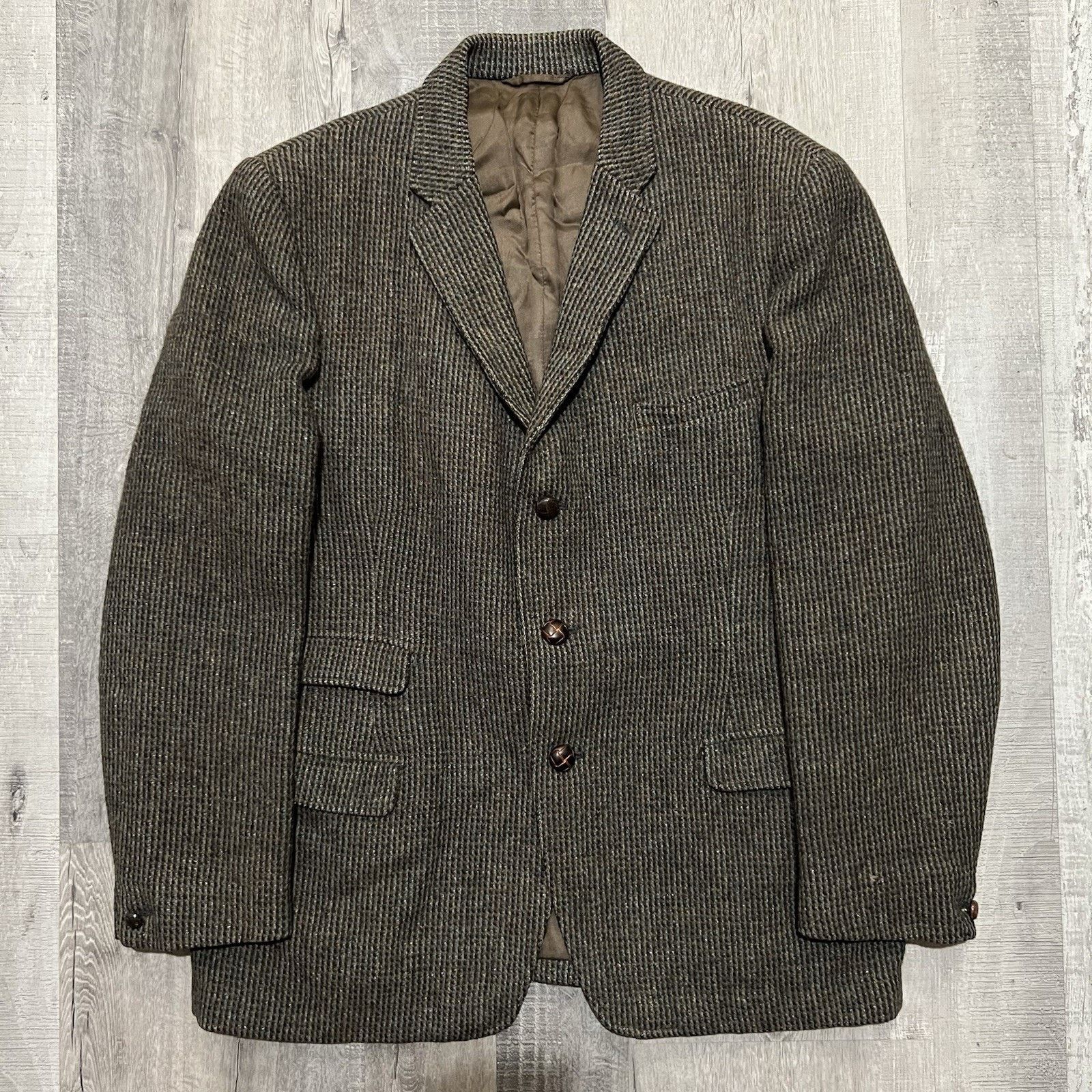 Vintage VTG Harris Tweed Dunn & Co Fleck Barleycorn Wool Blazer Coat Size 44R - 1 Thumbnail