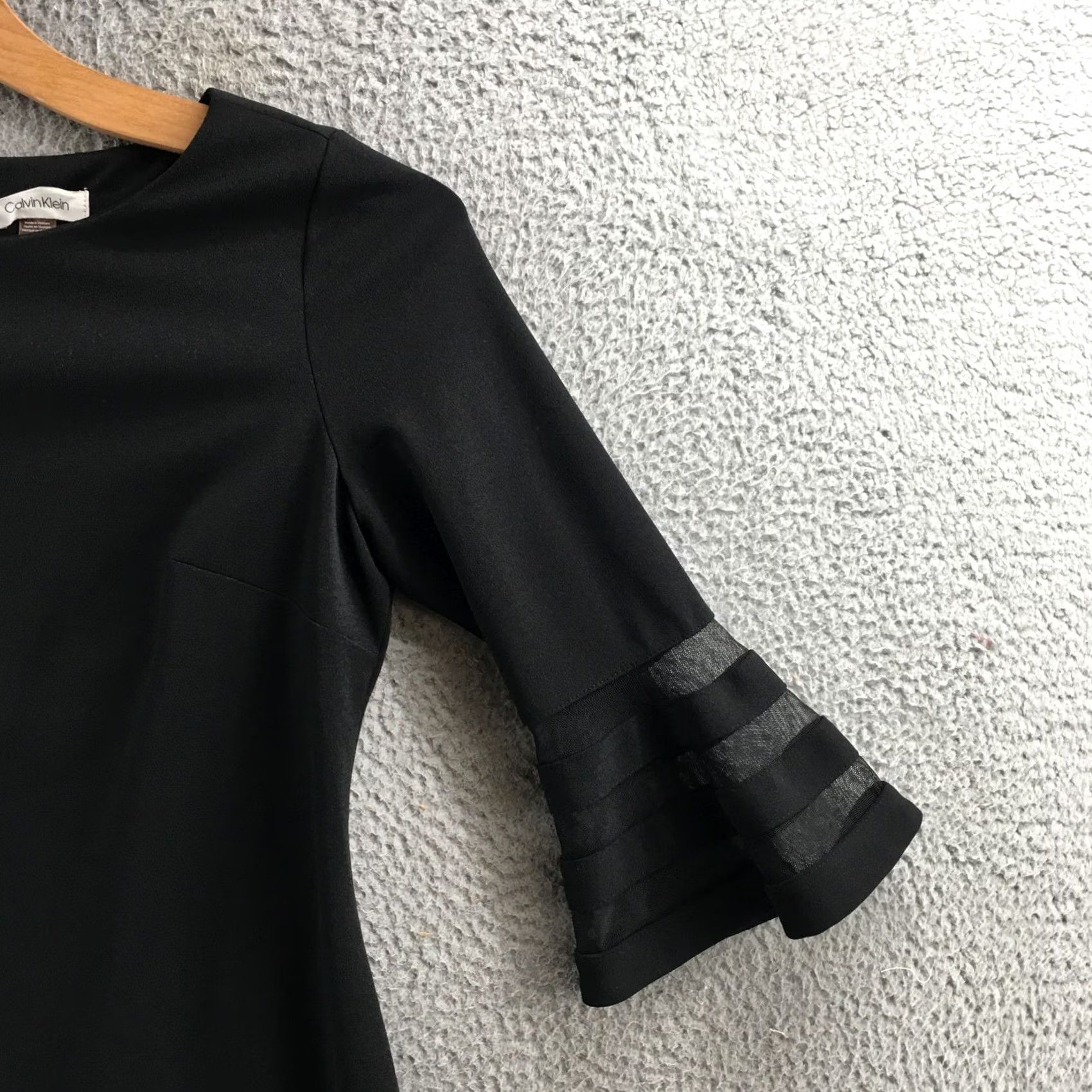Calvin Klein Calvin Klein Pencil Dress Womens 12 Black Bell Sleeve Casual Lace Back Zipper Dress Size XL / US 12-14 / IT 48-50 - 4 Thumbnail