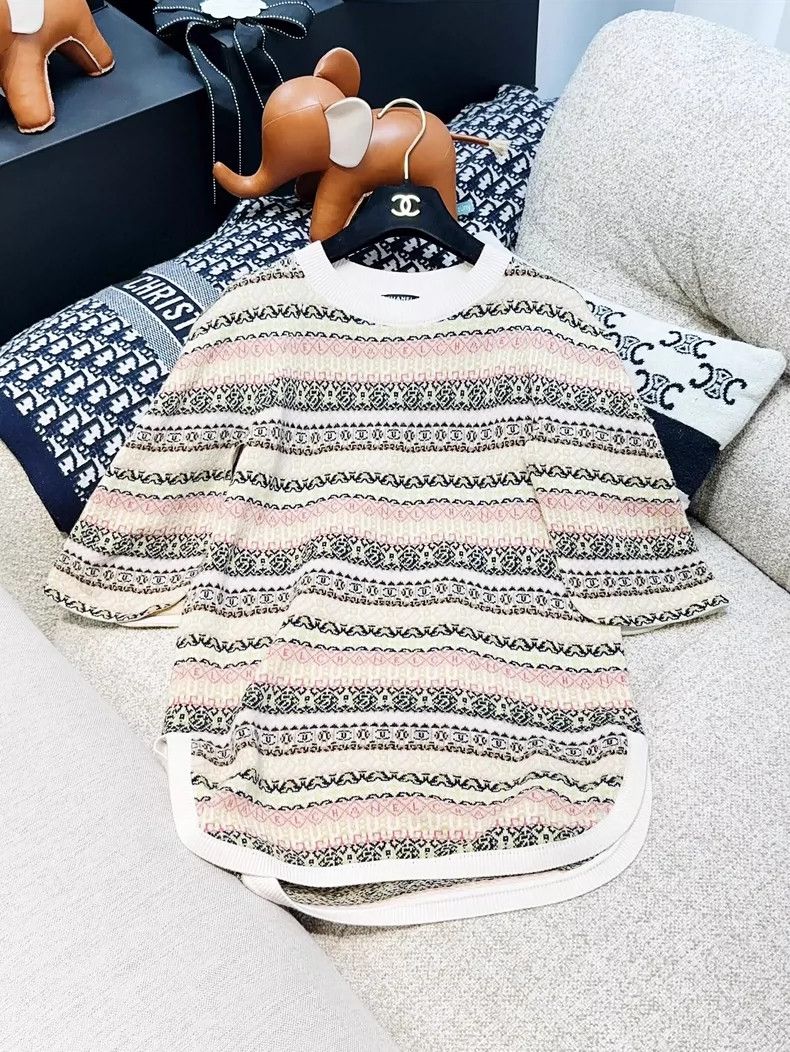 Chanel Cuban series mixed color double C knitted sweater