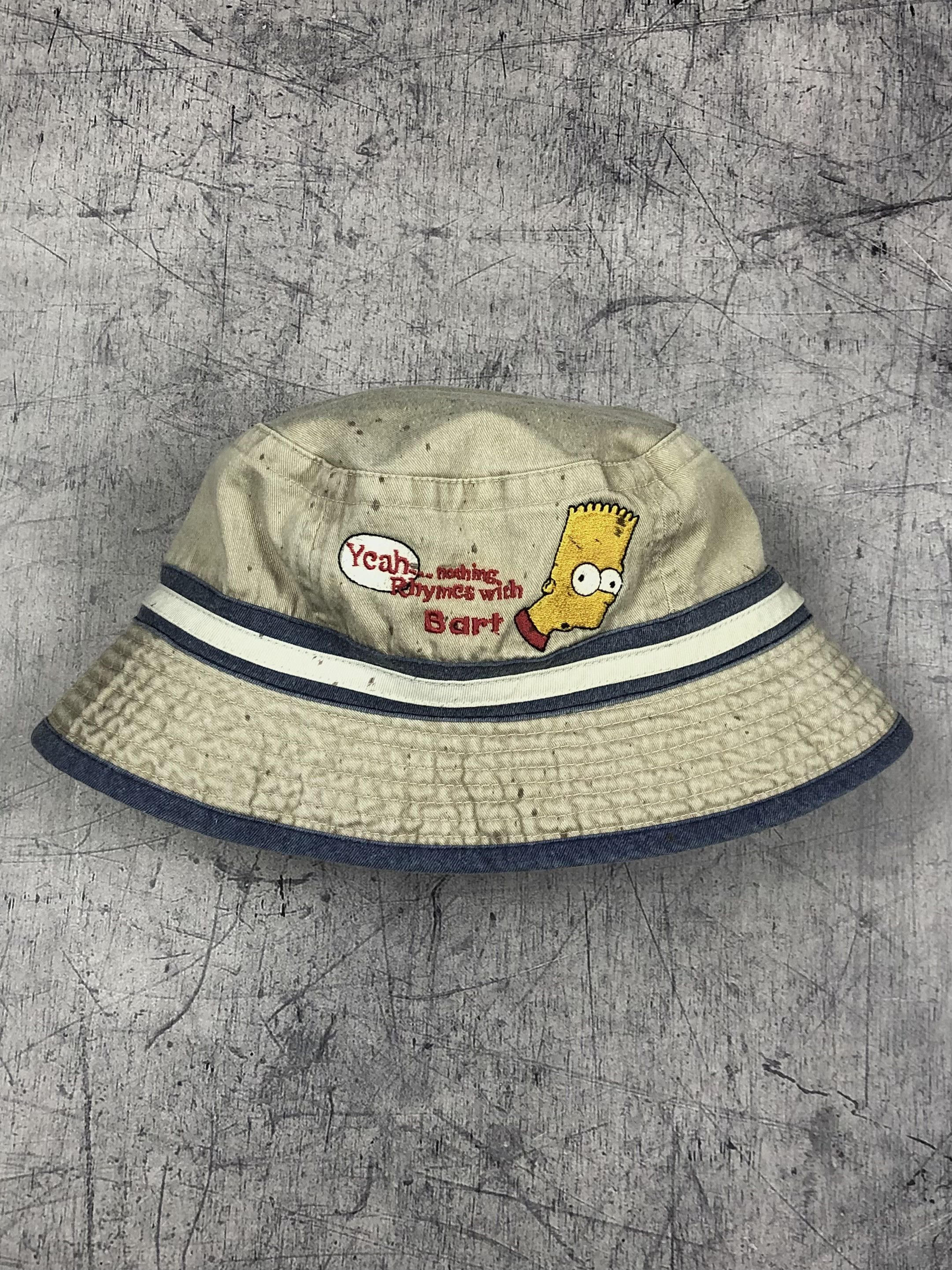 The Simpsons Vintage 90s The Simpsons Bucket Hat Yeah Nothing Rhyme Bart Size ONE SIZE - 1 Thumbnail