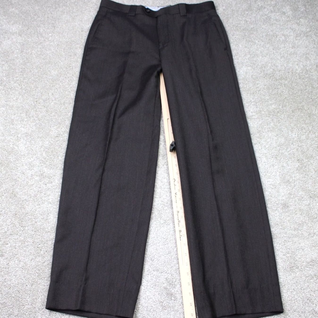 Joseph Joseph & Feiss Dress Pants Mens 33x30 Brown 100% Wool Flat Front Straight leg Dress Pants Mens Regular Brown Wool Size US 33 - 2 Thumbnail