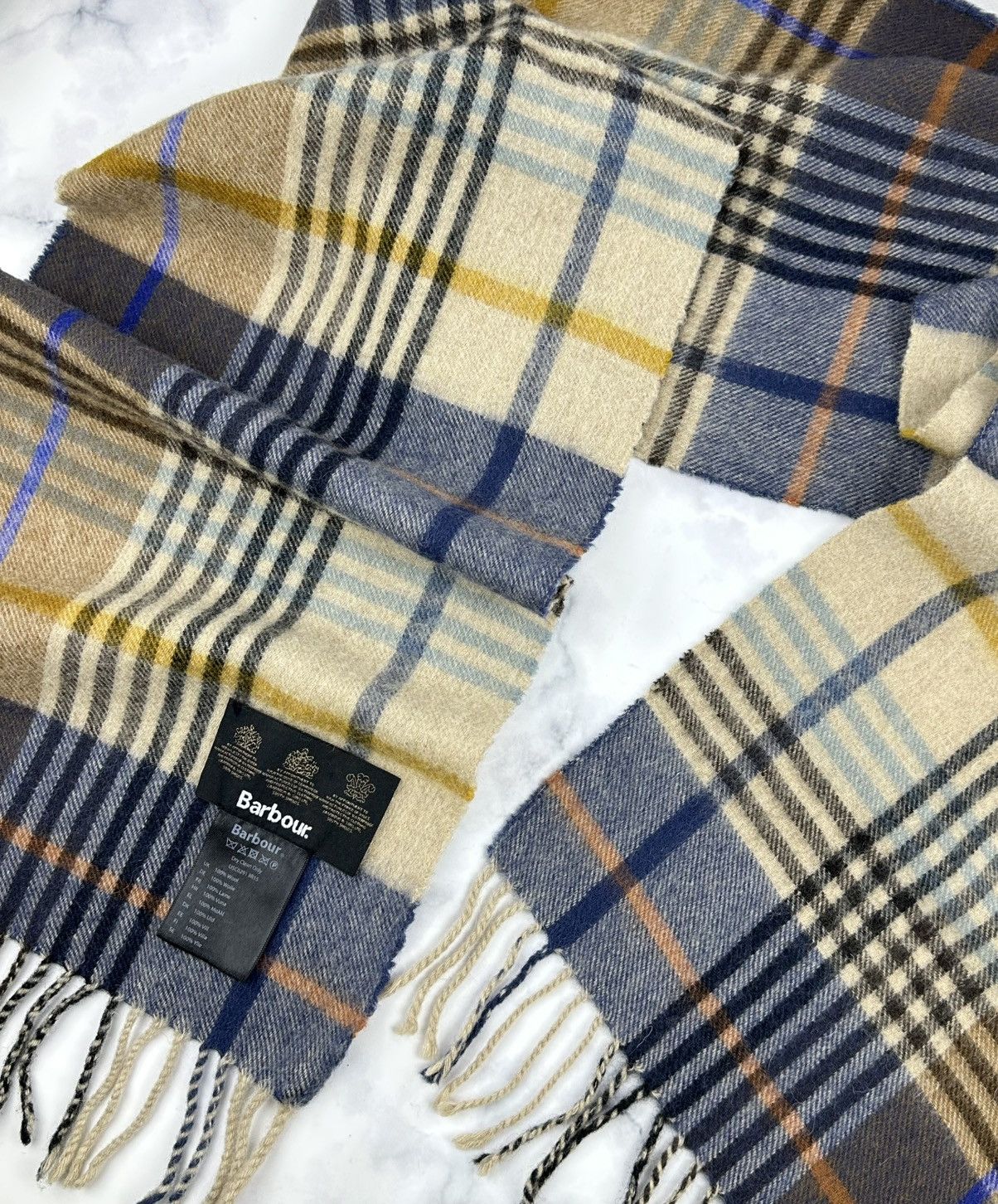 Barbour Barbour 100% Wool Scarf Tartan Check Size ONE SIZE - 6 Thumbnail
