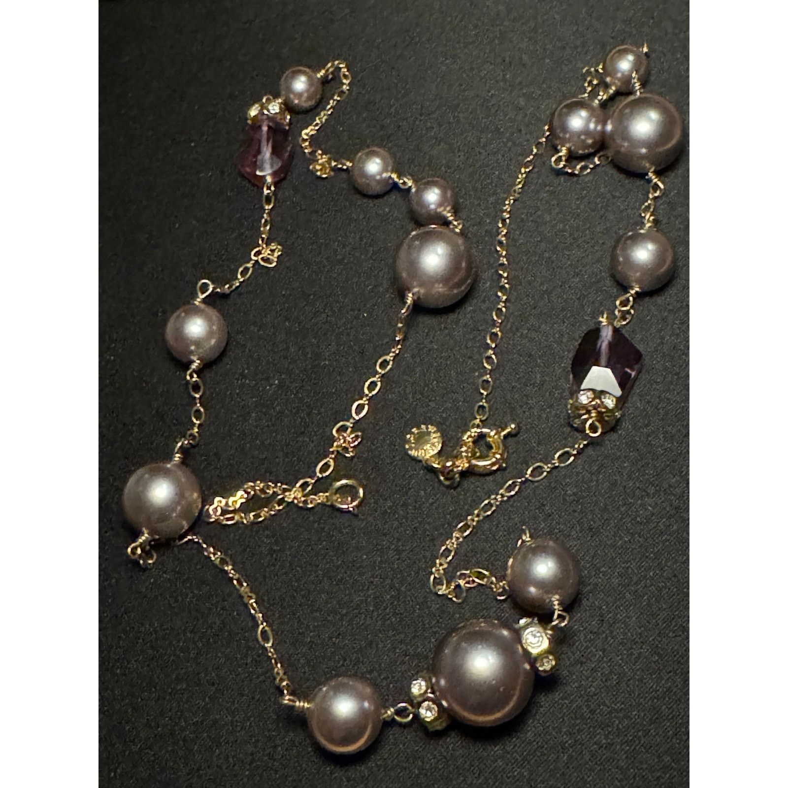 J.Crew J Crew Faux Pearl with Crystal Offset 35in Necklace Size ONE SIZE - 1 Thumbnail